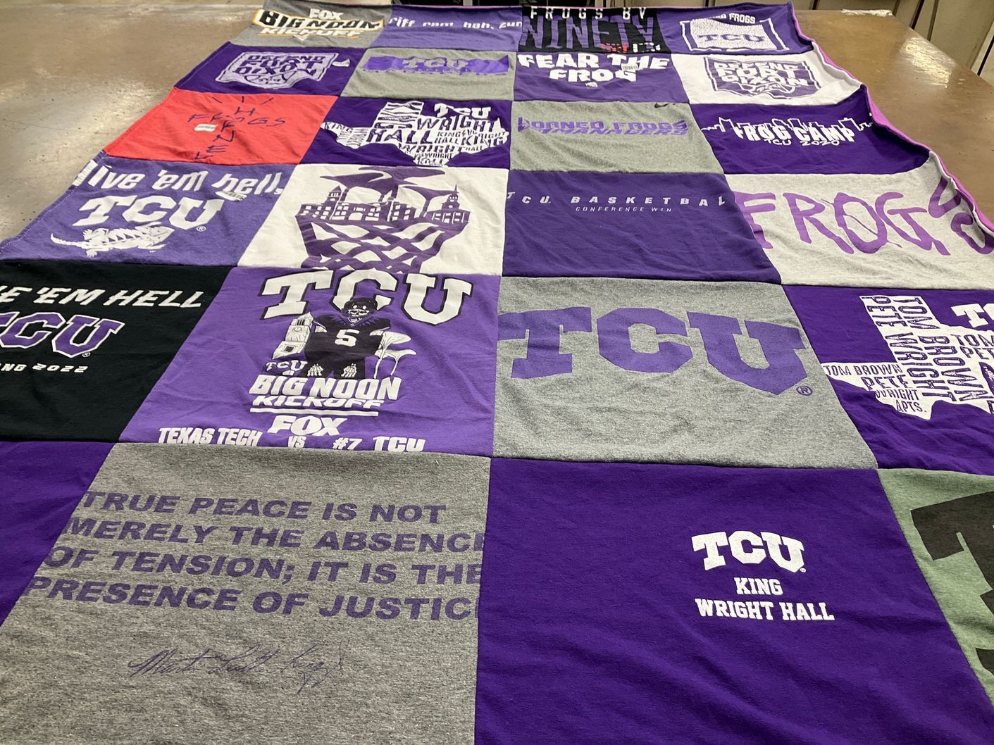 T-shirt quilt from texas christian university by Joya from TX