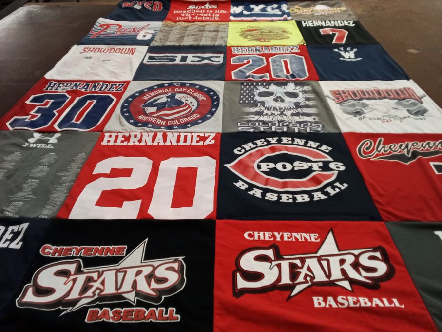 T-shirt quilt featuring cheyenne stars baseball by Jesse from WY