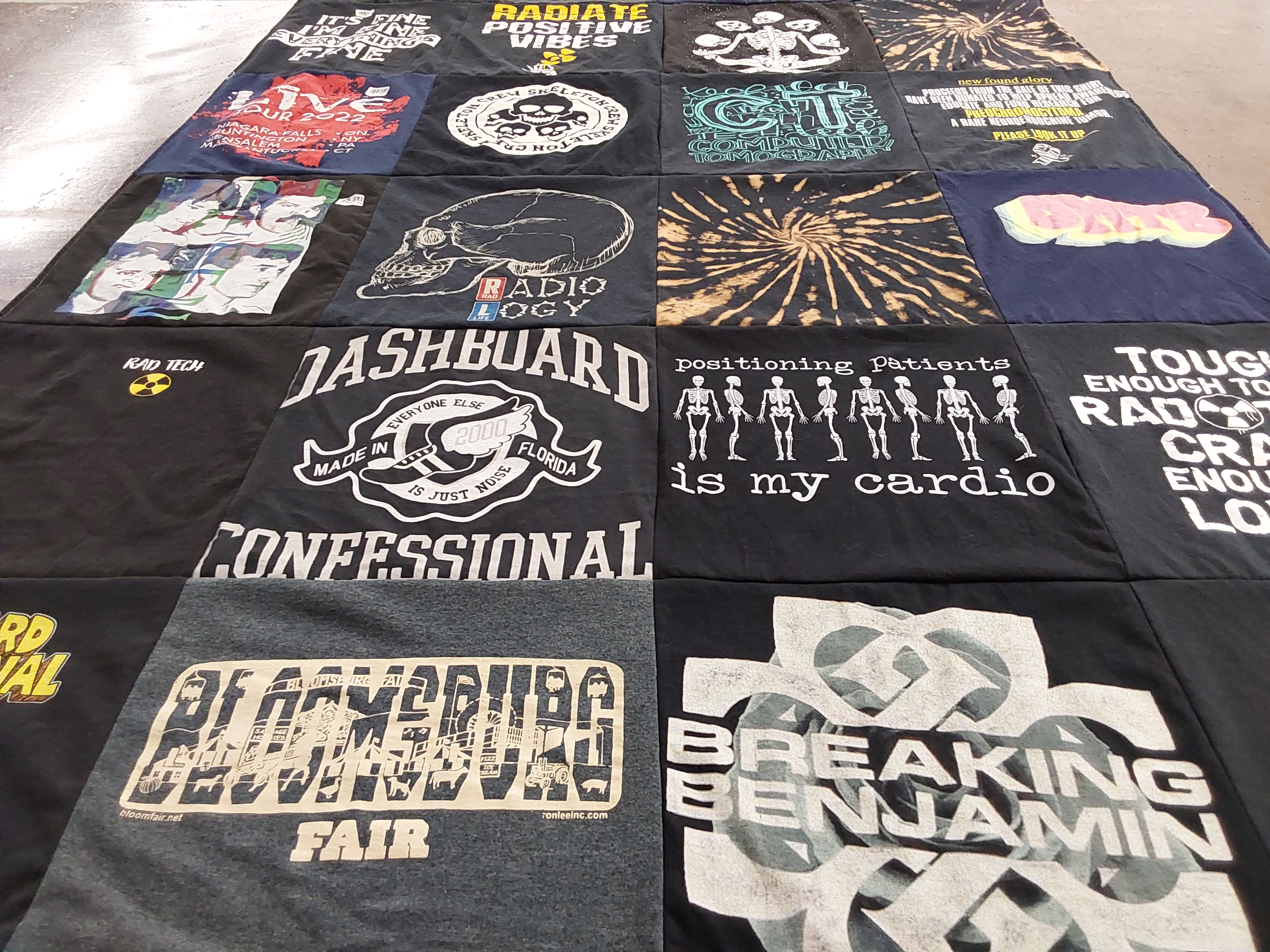 T-shirt quilt with music, fitness themes by Amanda from PA