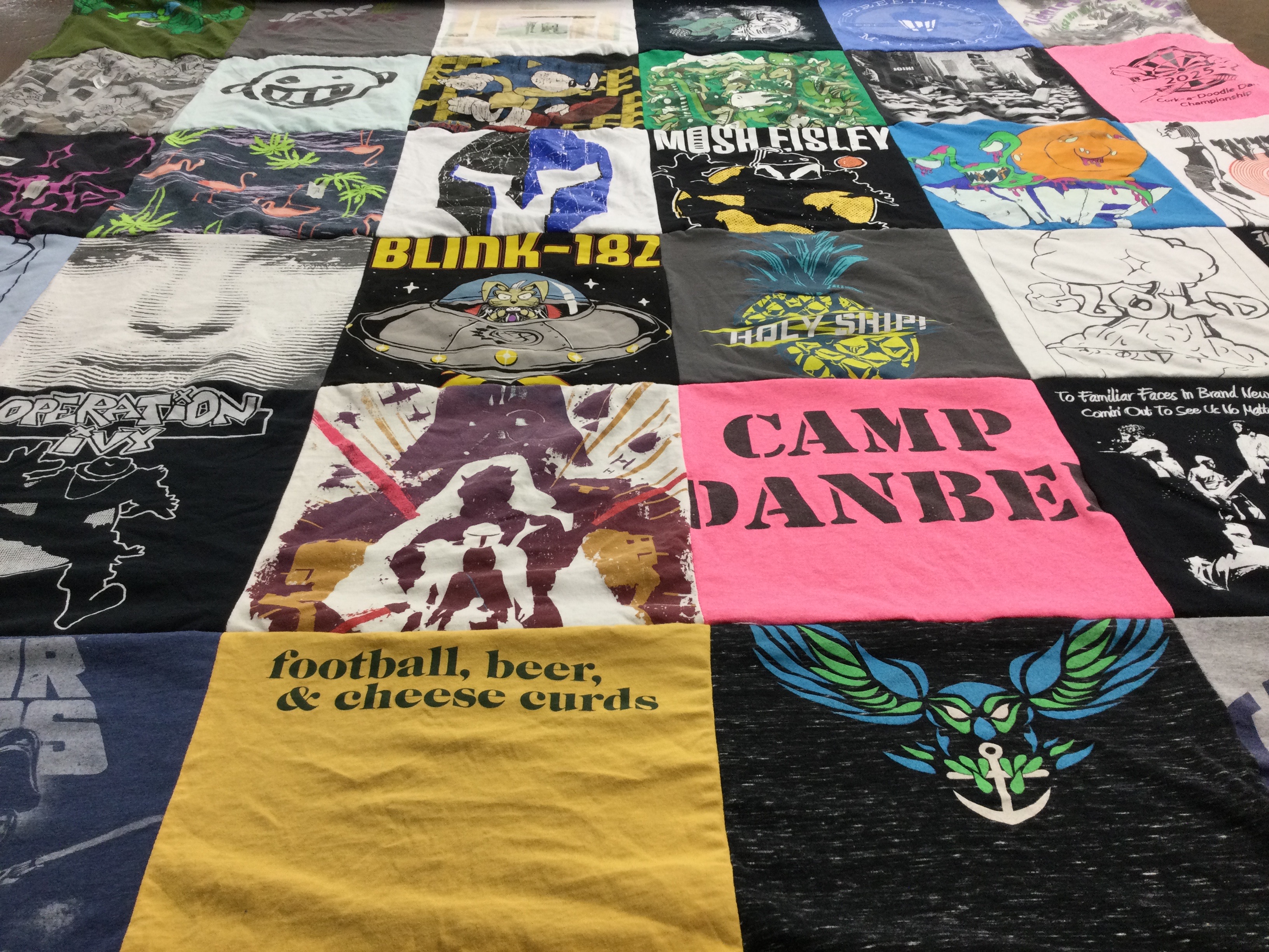 T-shirt quilt with music, camps themes by Anthony from NY