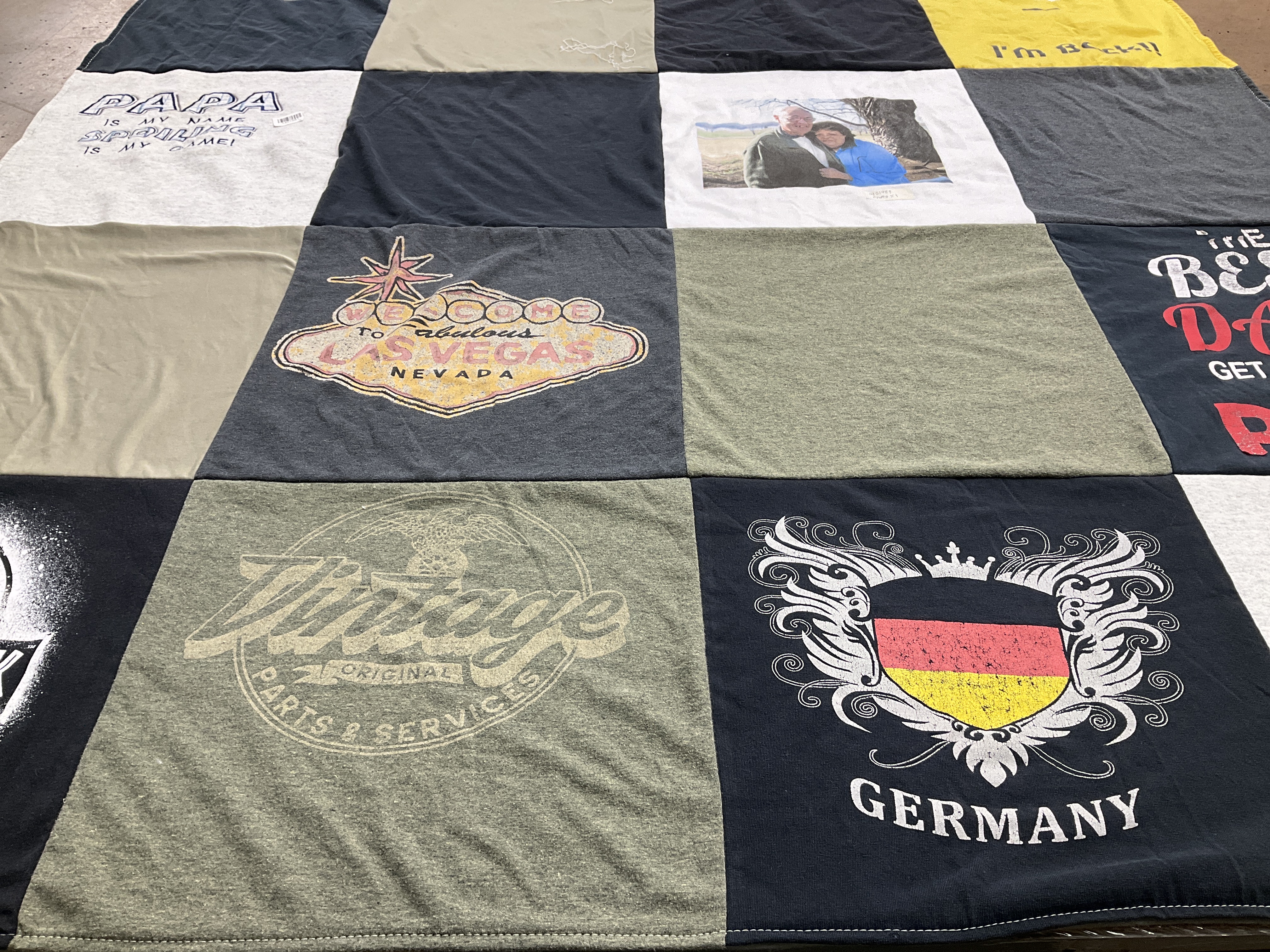 T-shirt quilt with travel, family themes by Christen from TX