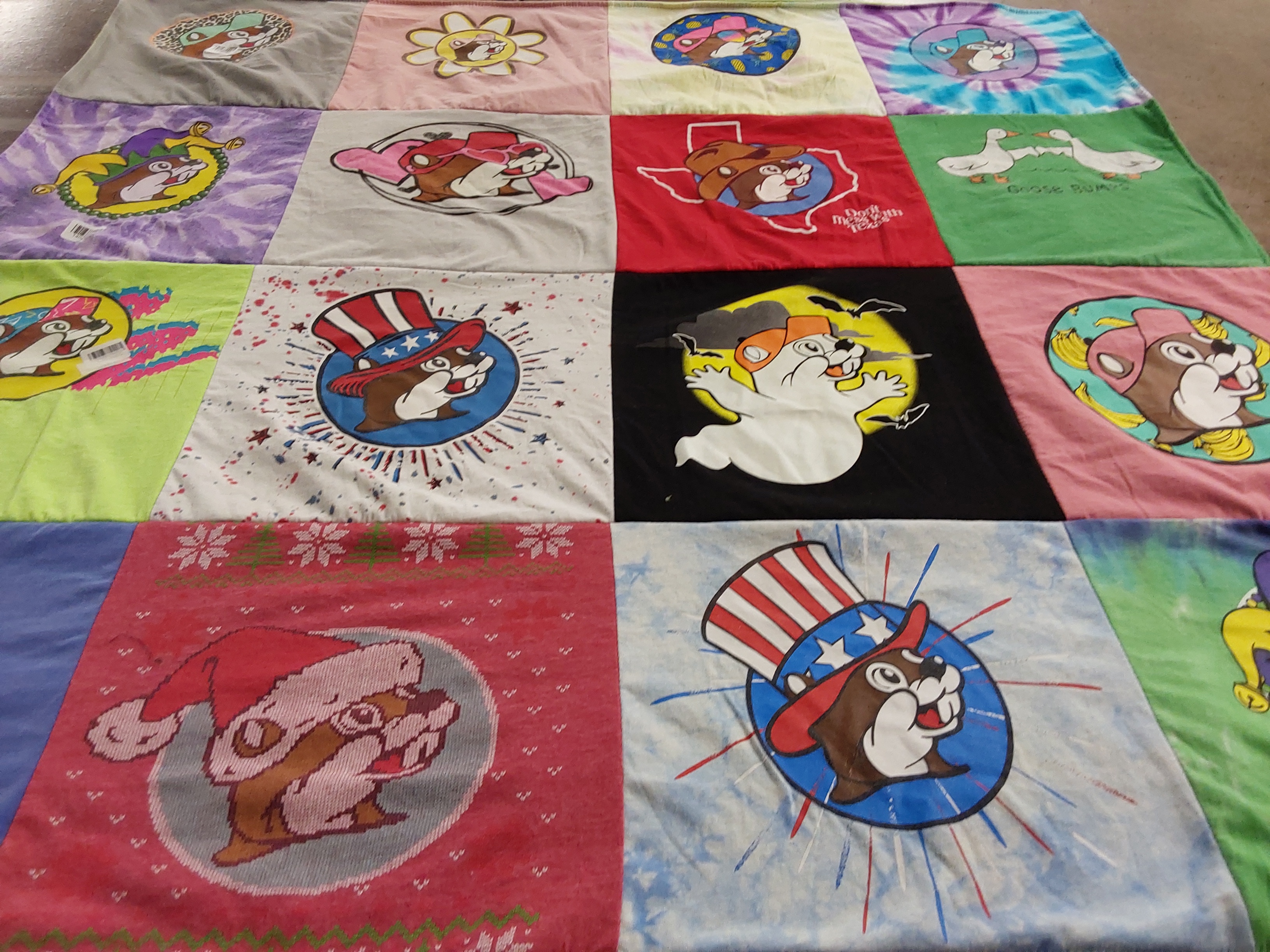 T-shirt quilt with cartoons, animals themes by Mindy from TX