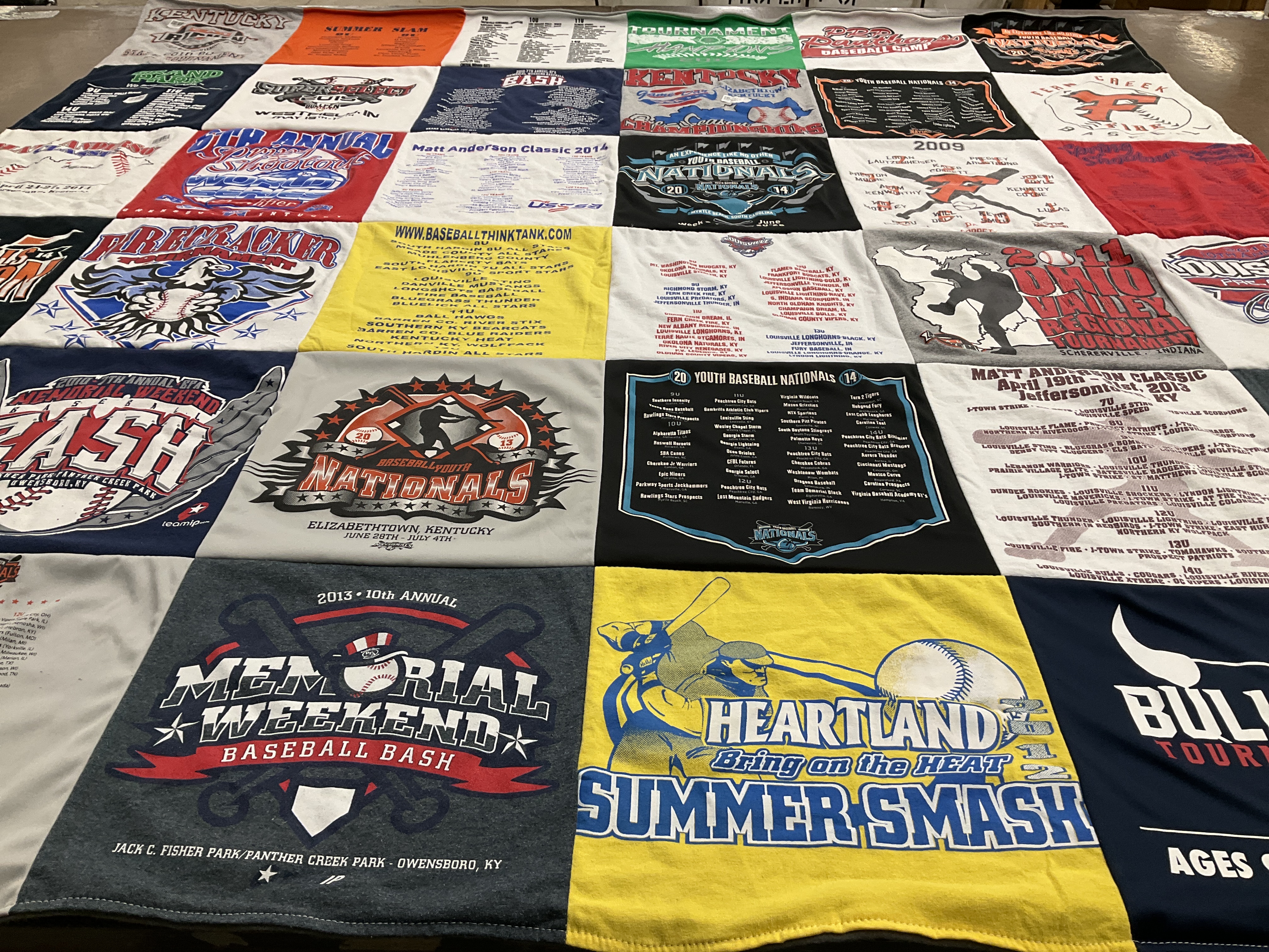 T-shirt quilt with baseball, sports themes by Suzanne from KY