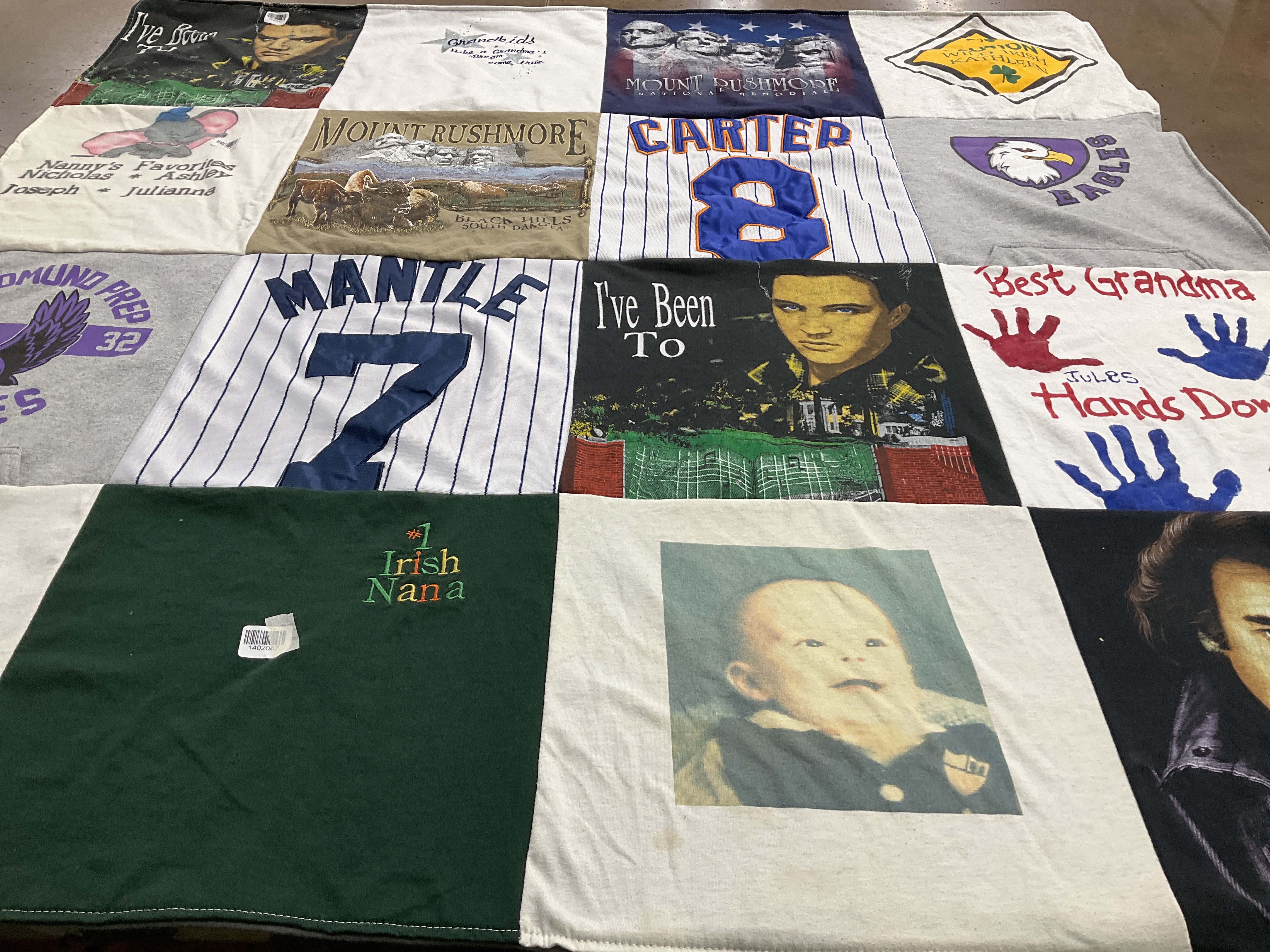 T-shirt quilt with family, history themes by heather from NY