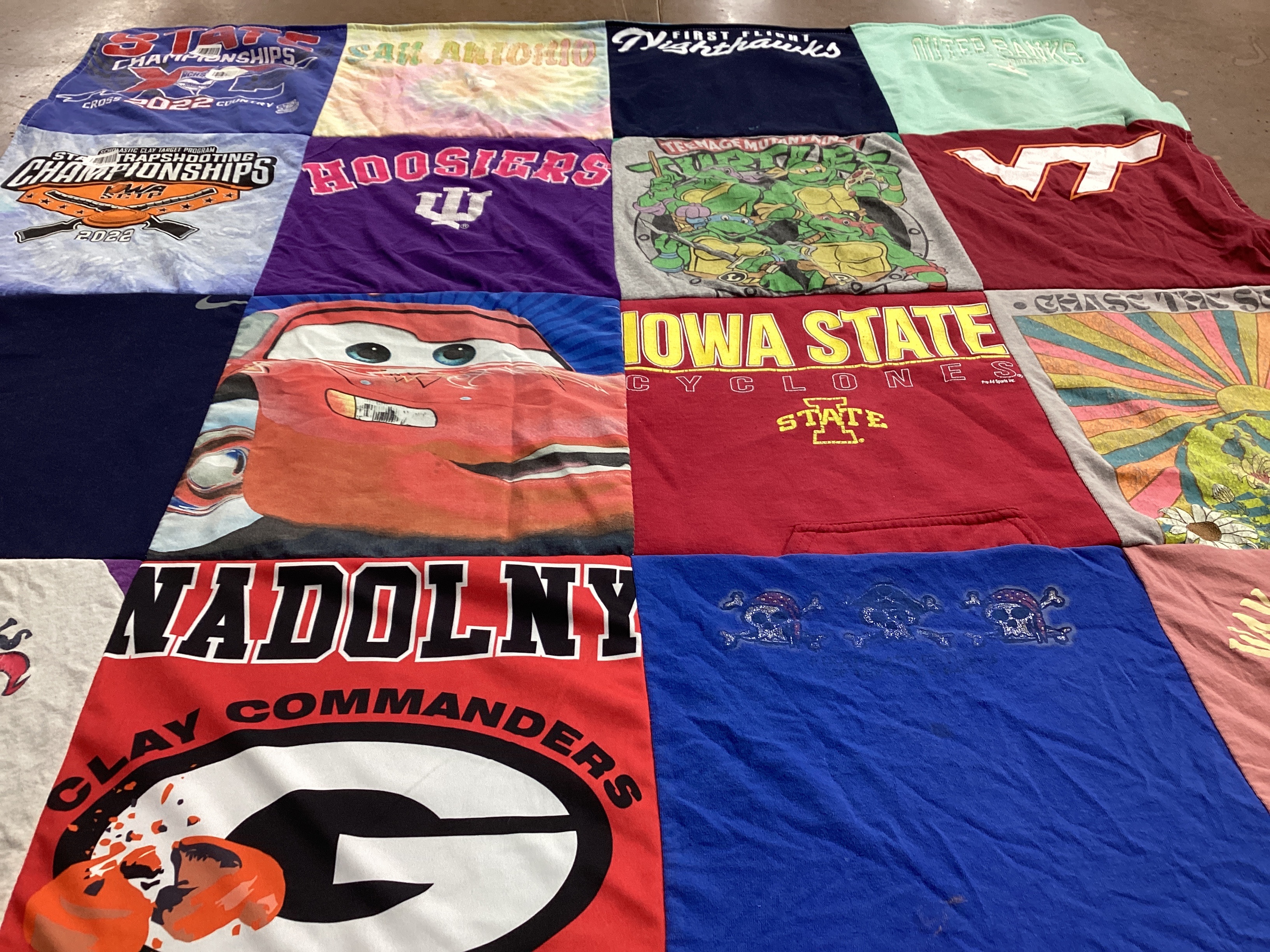 T-shirt quilt featuring iowa state cyclones, clay commanders by Larysa from NC