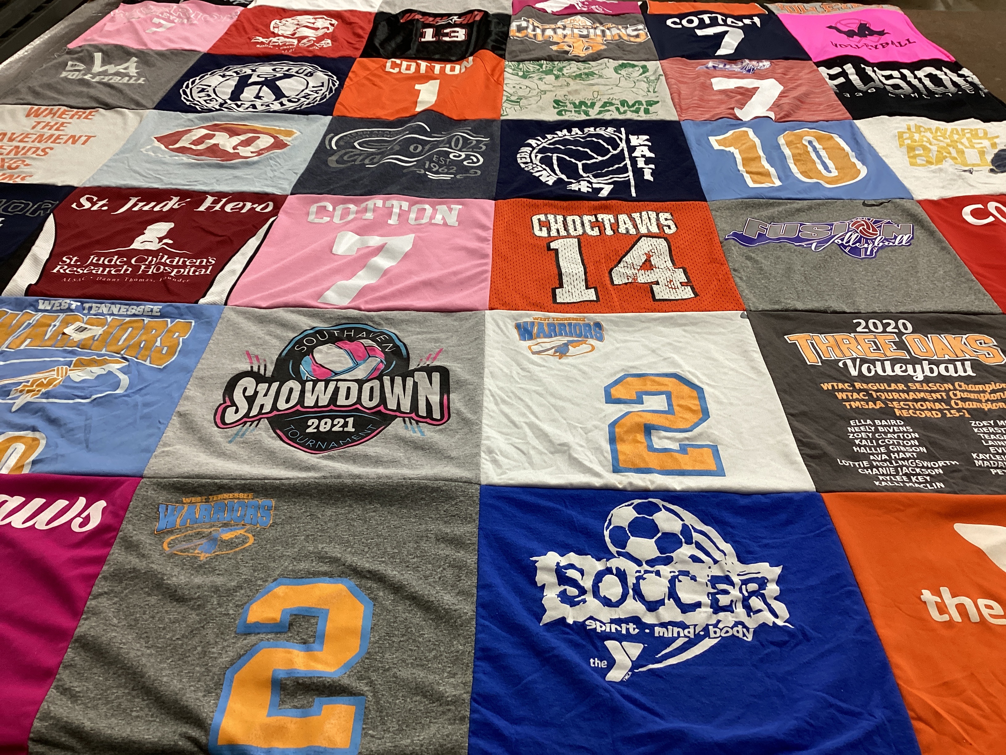 T-shirt quilt featuring three oaks volleyball, choctaws by Angel from NC
