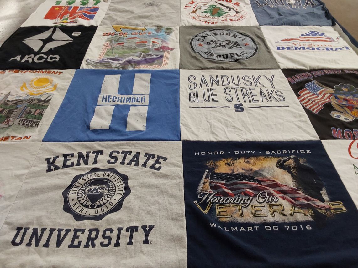 T-shirt quilt featuring sandusky blue streaks by Eva from VA