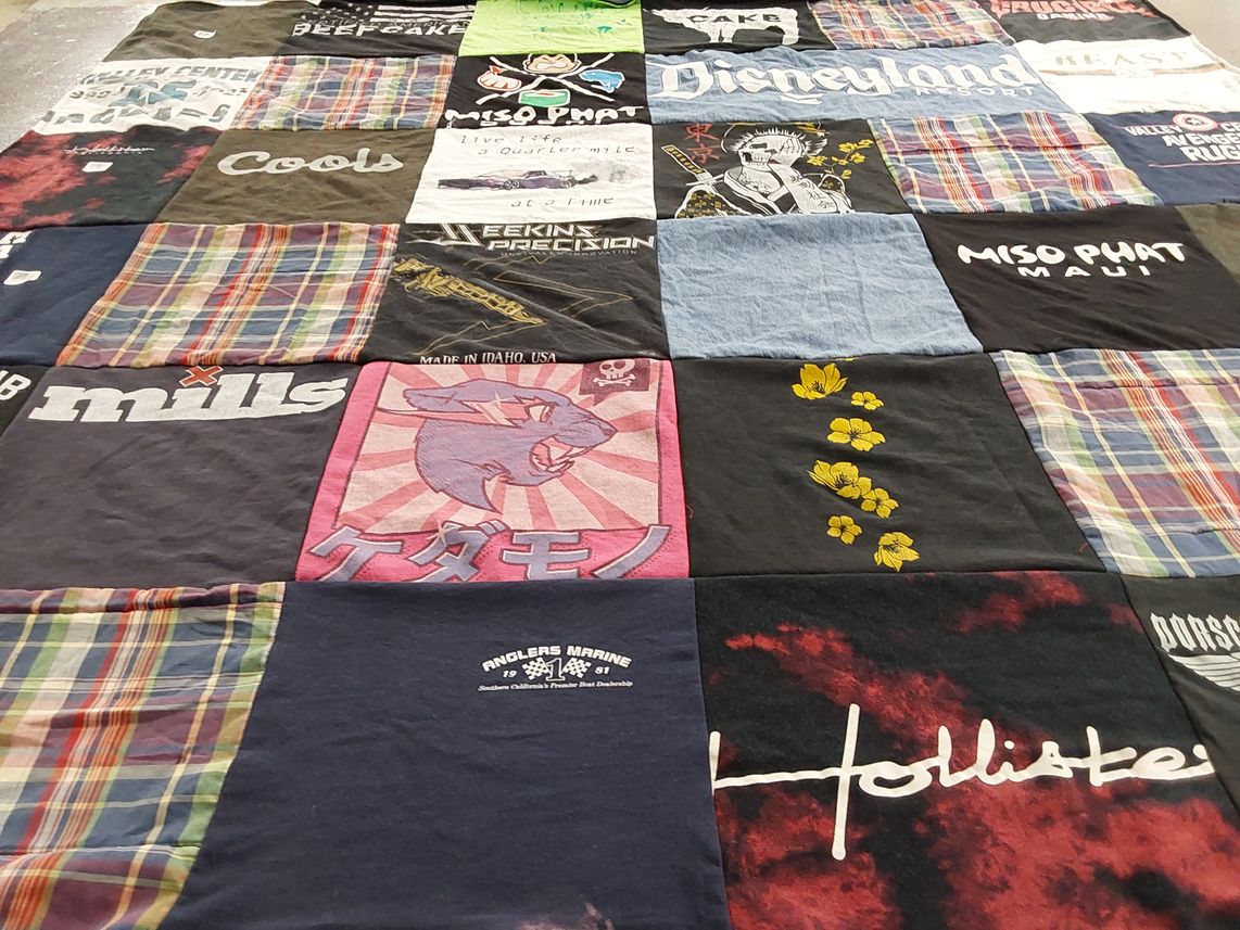 T-shirt quilt with disney, marine life themes by Rebecca from CA