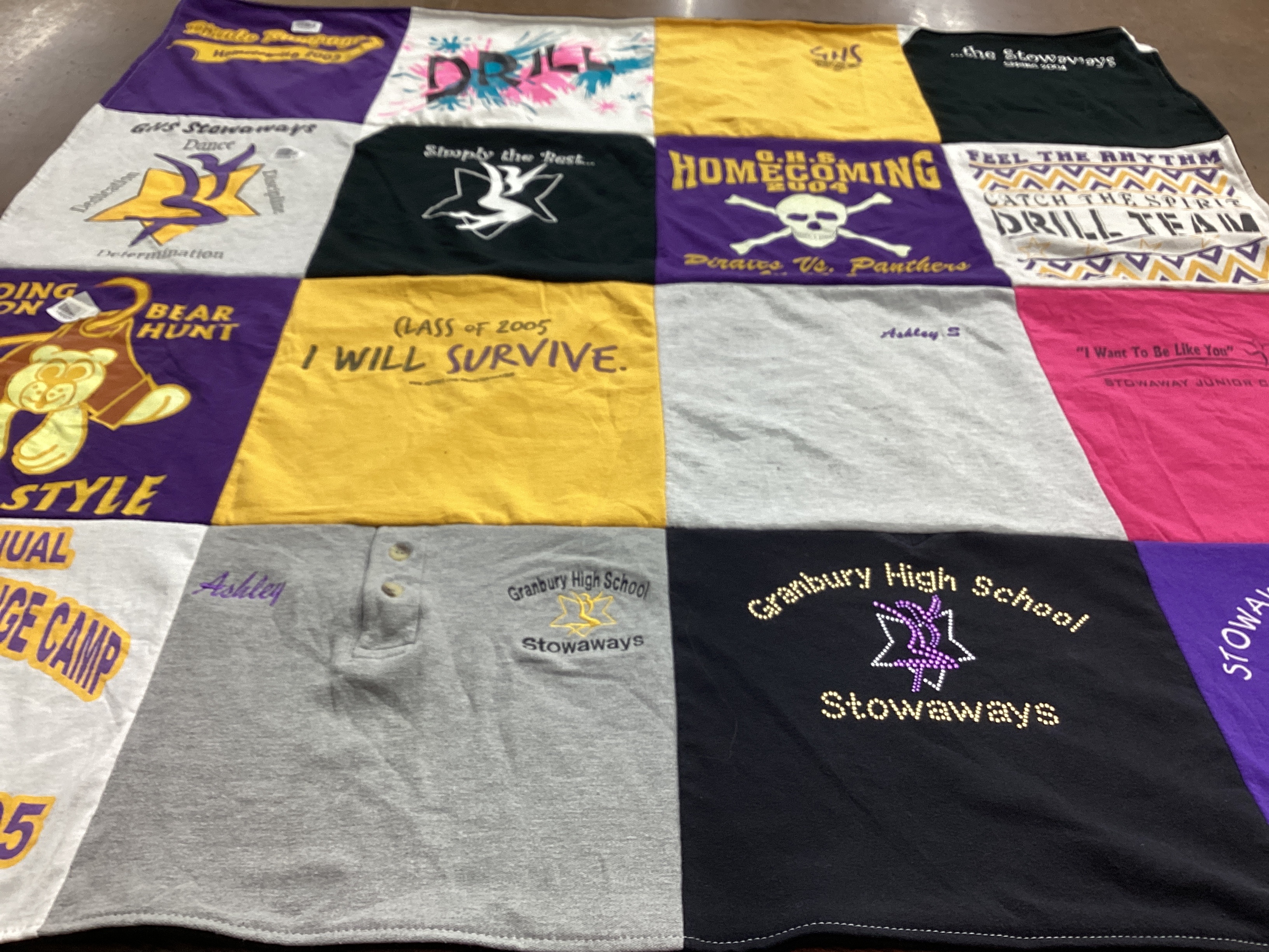 T-shirt quilt from granbury high school by Ashley from TX