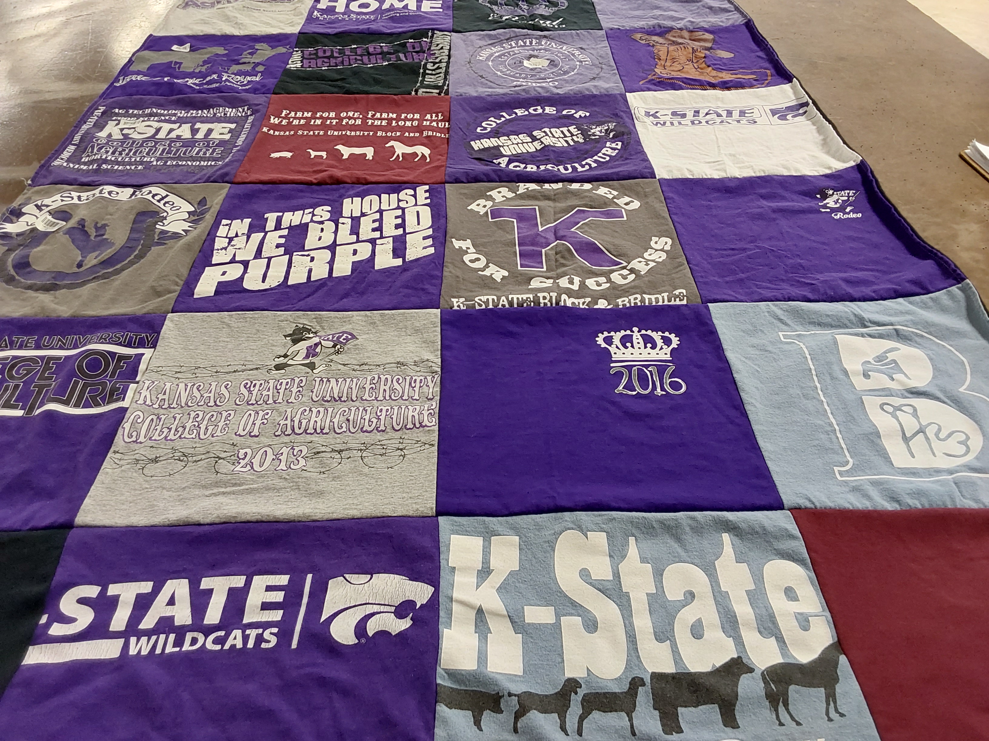 T-shirt quilt featuring k-state wildcats by Marla from KS