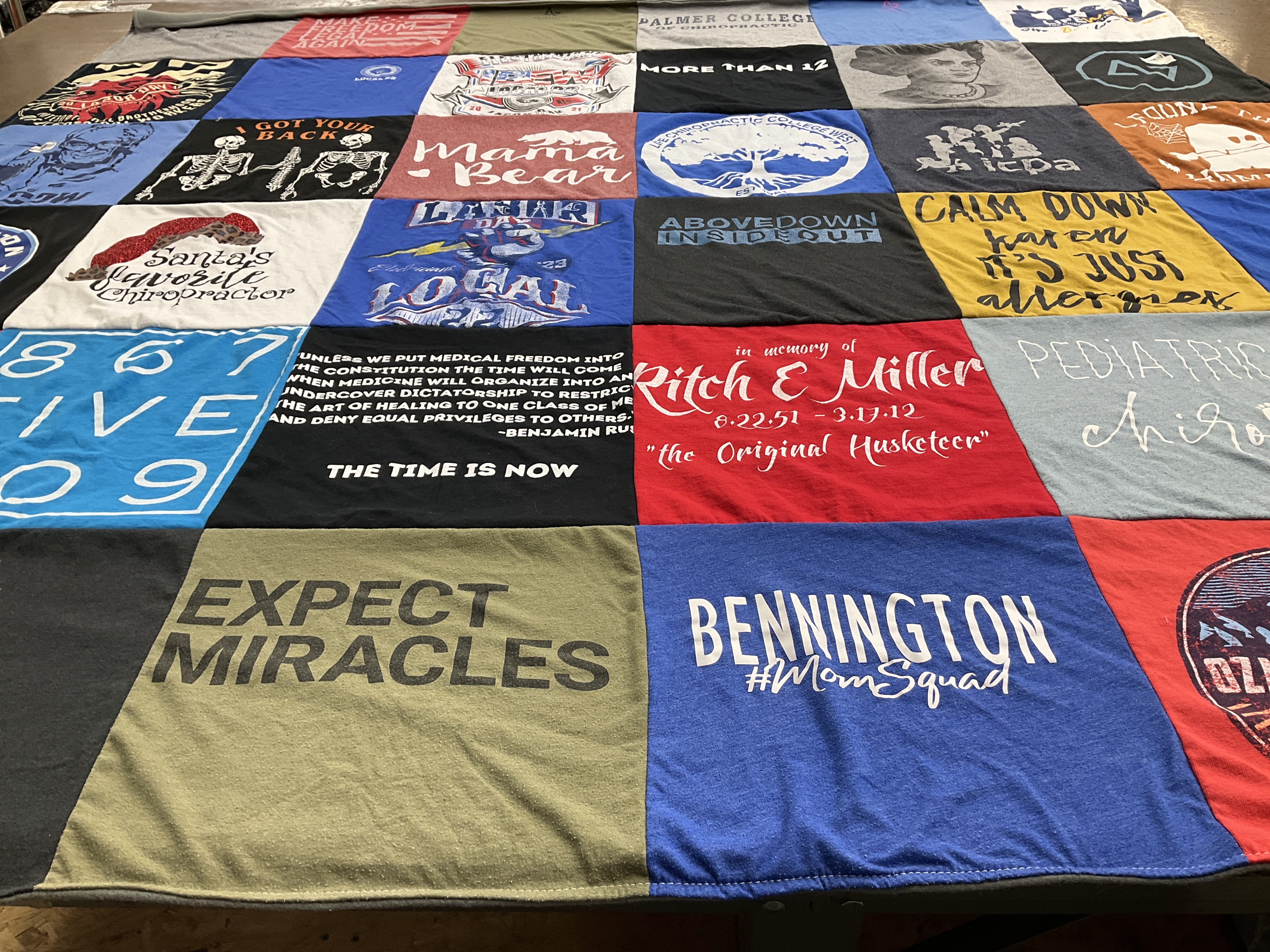 T-shirt quilt from palmer college by Jen from NE