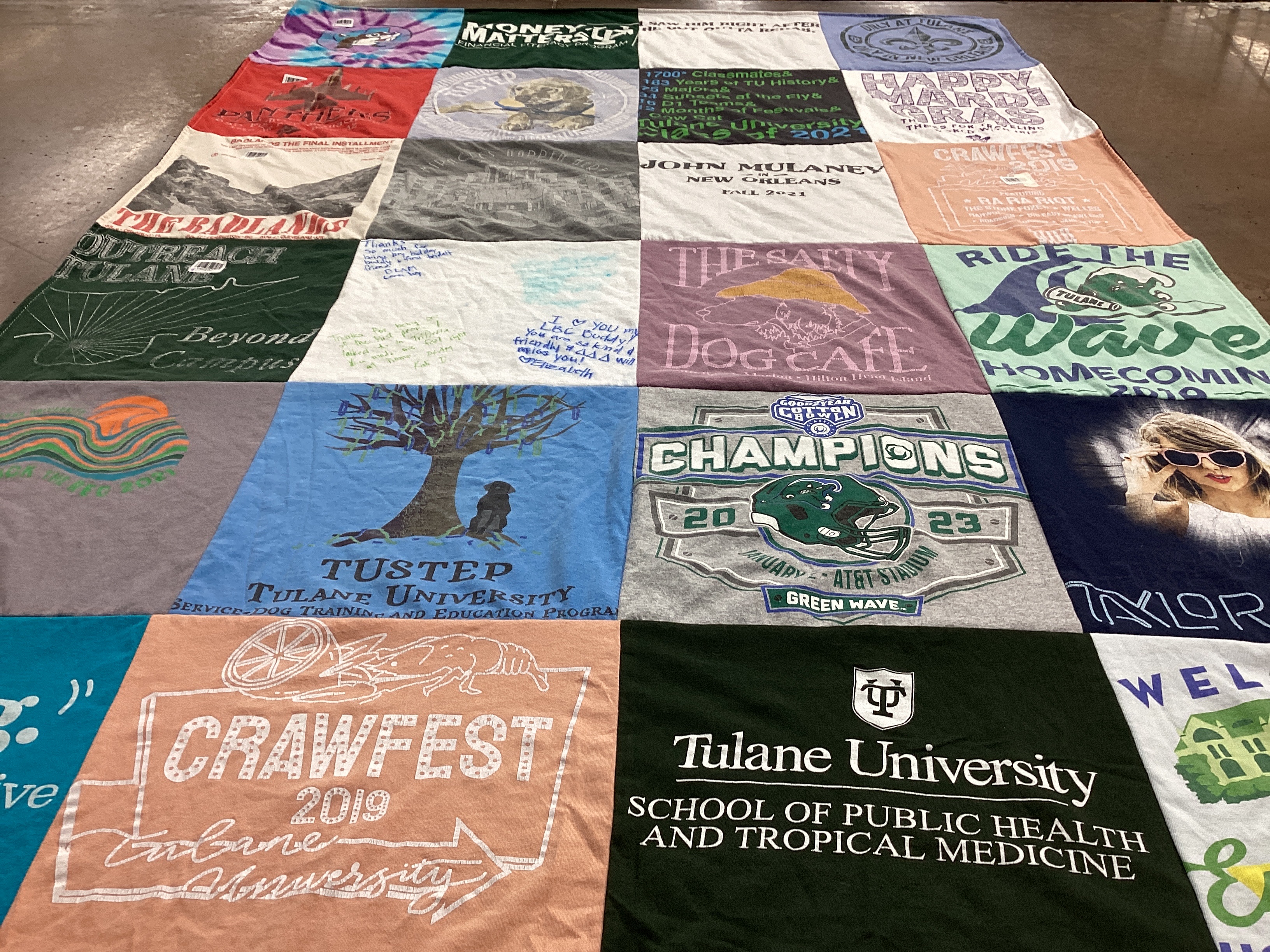 T-shirt quilt featuring green wave football team by Kristen from NC