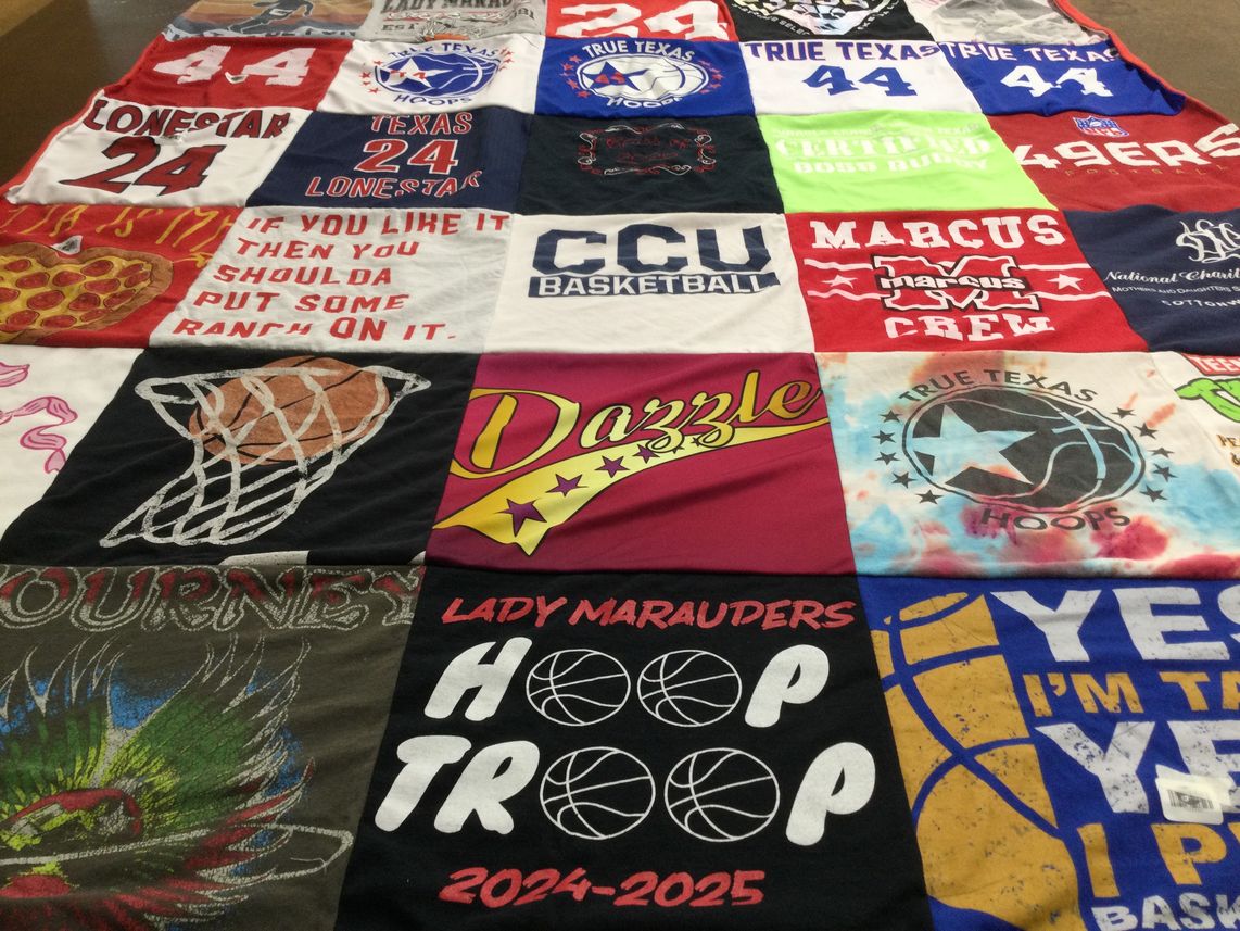 T-shirt quilt featuring lady marauders, marcus high school basketball by Nicole from TX
