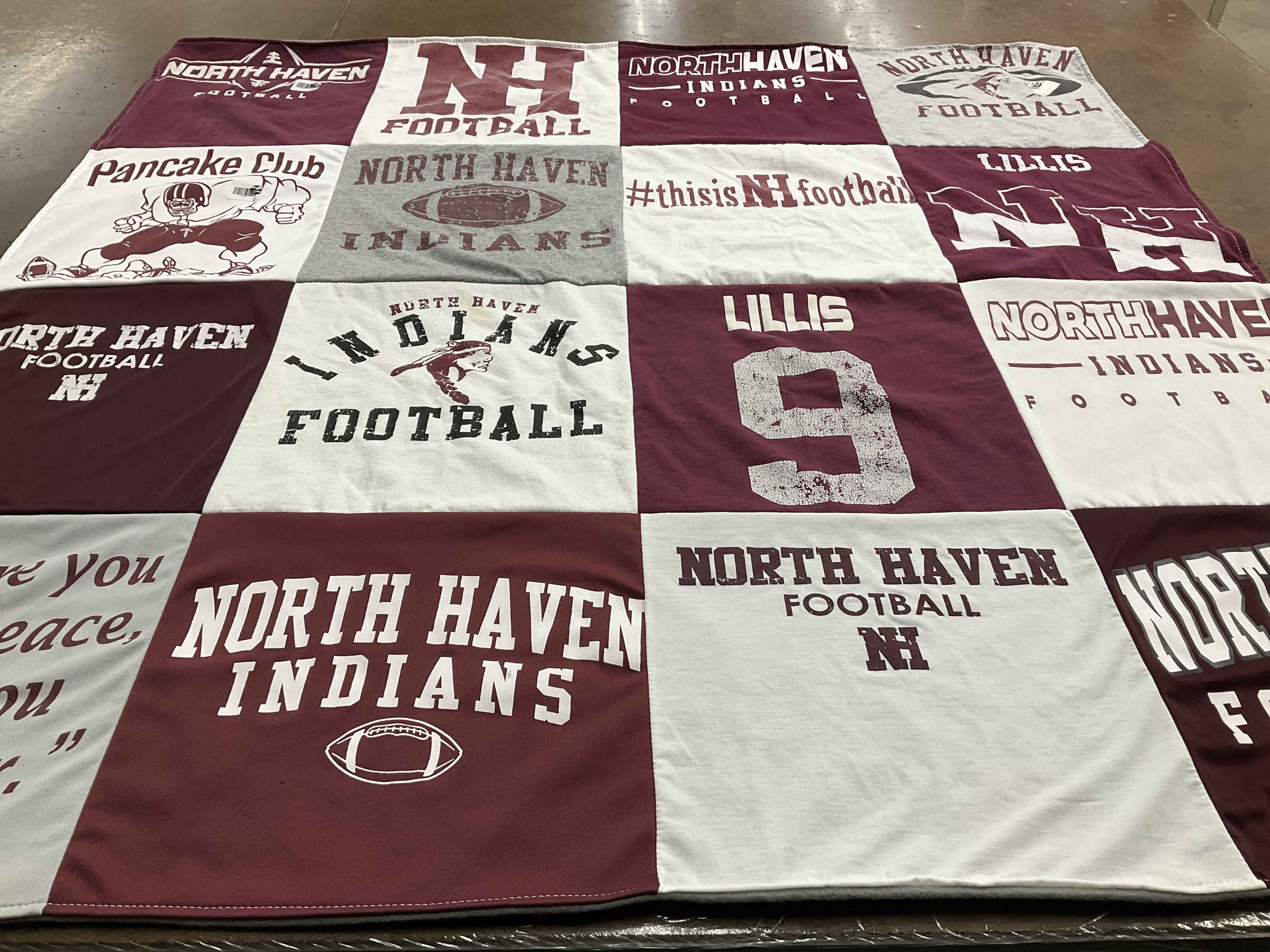 T-shirt quilt featuring north haven high school football by Carolyn from CT