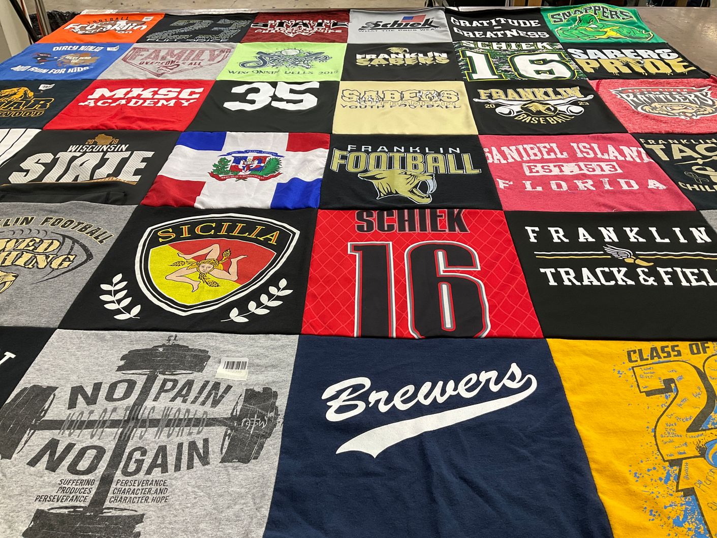 T-shirt quilt featuring franklin football team, franklin track & field team by Gina from WI