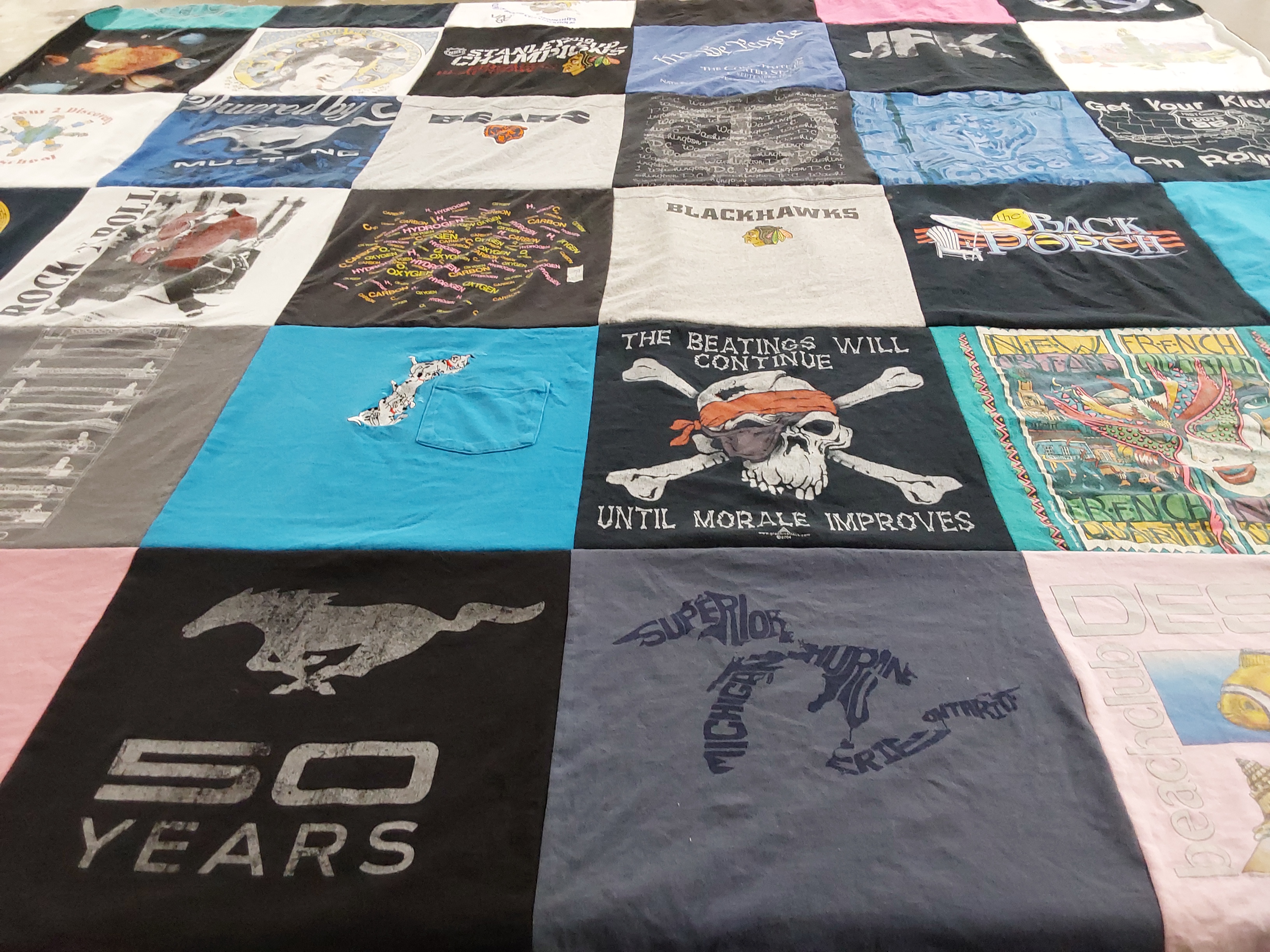 T-shirt quilt featuring blackhawks by Linnea from IL