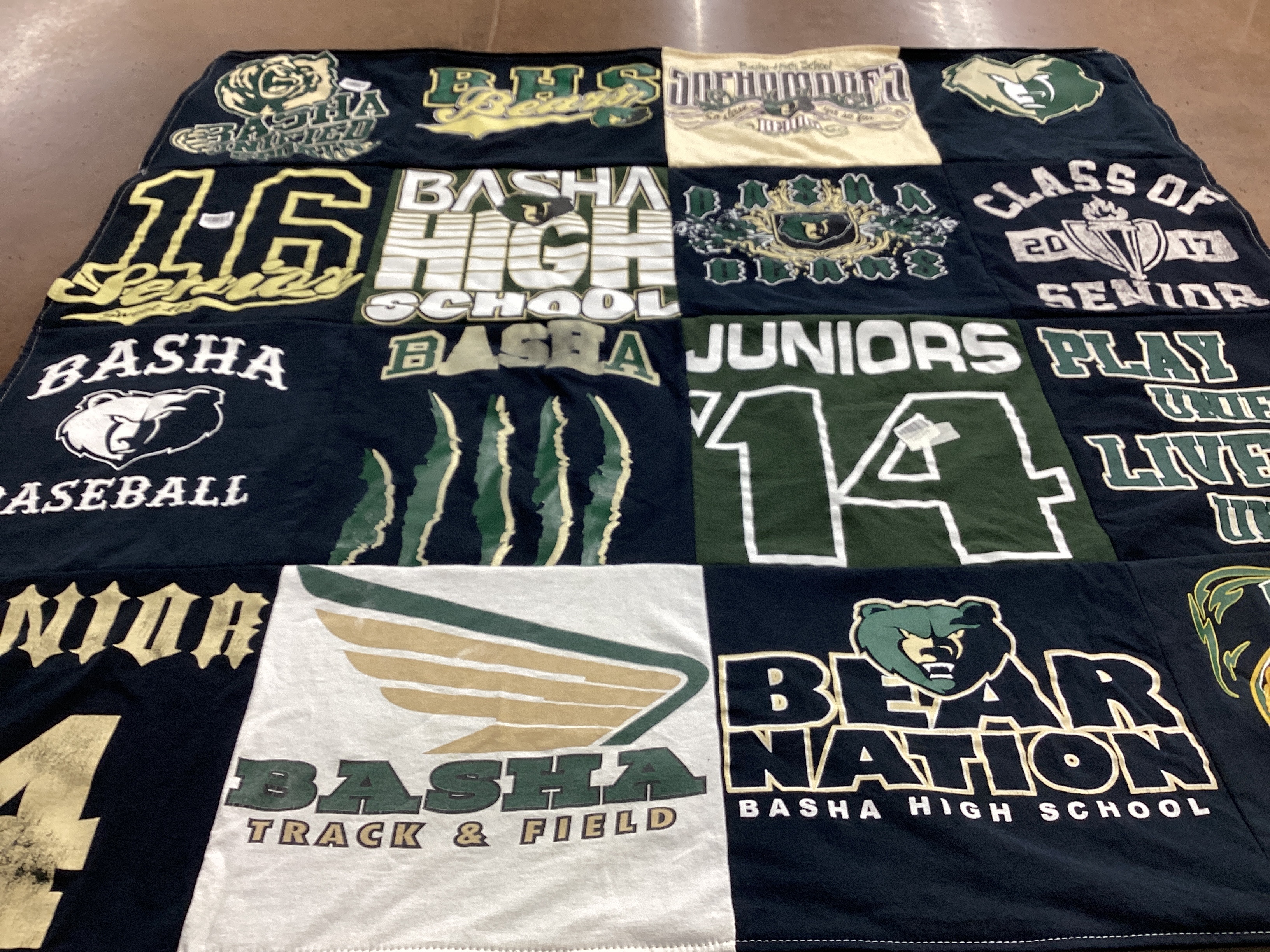 T-shirt quilt from basha high school by Michelle from AZ