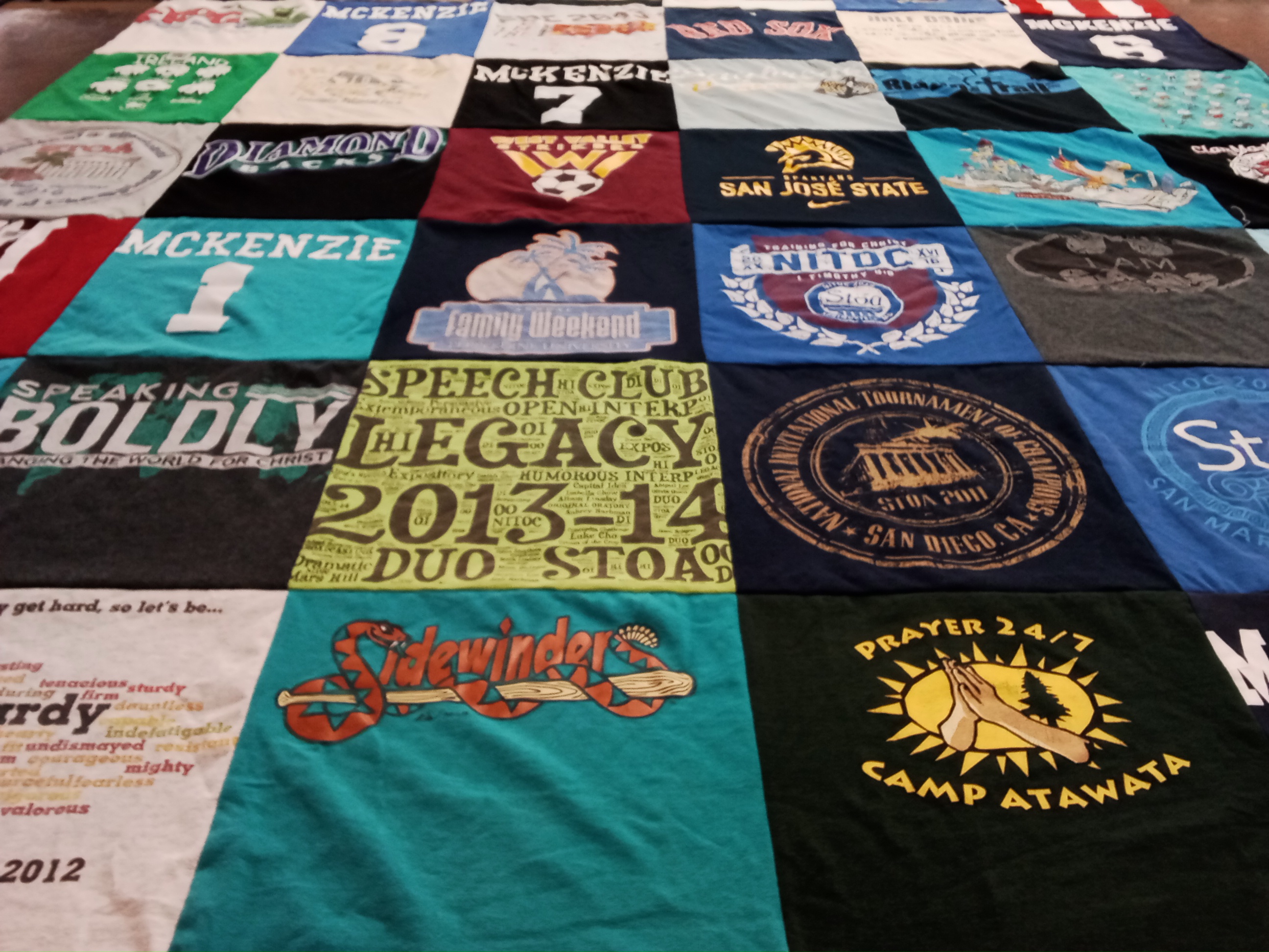 T-shirt quilt from san jose state university by Donna from CA