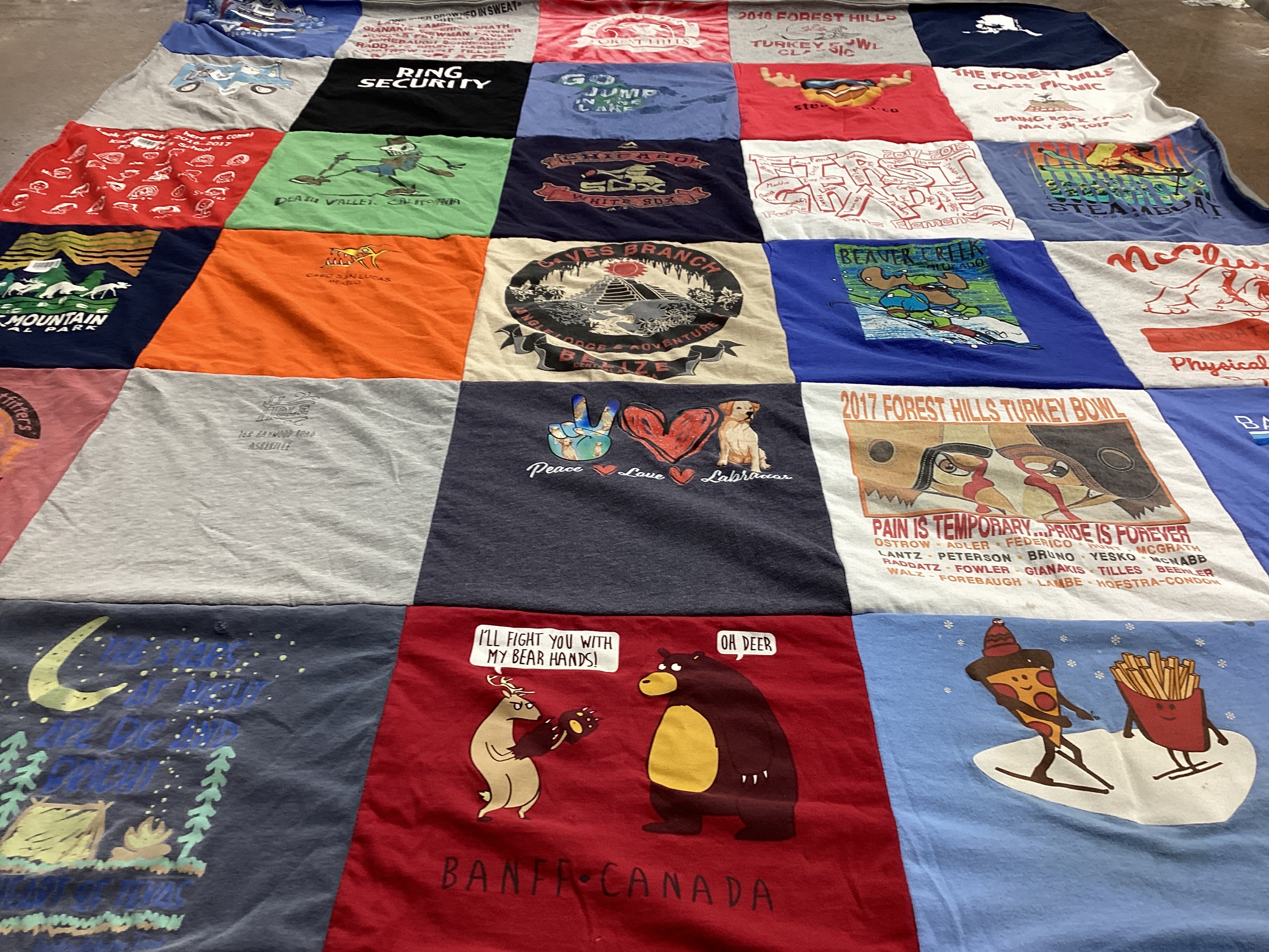 T-shirt quilt from forest hills high school by Erin from IL