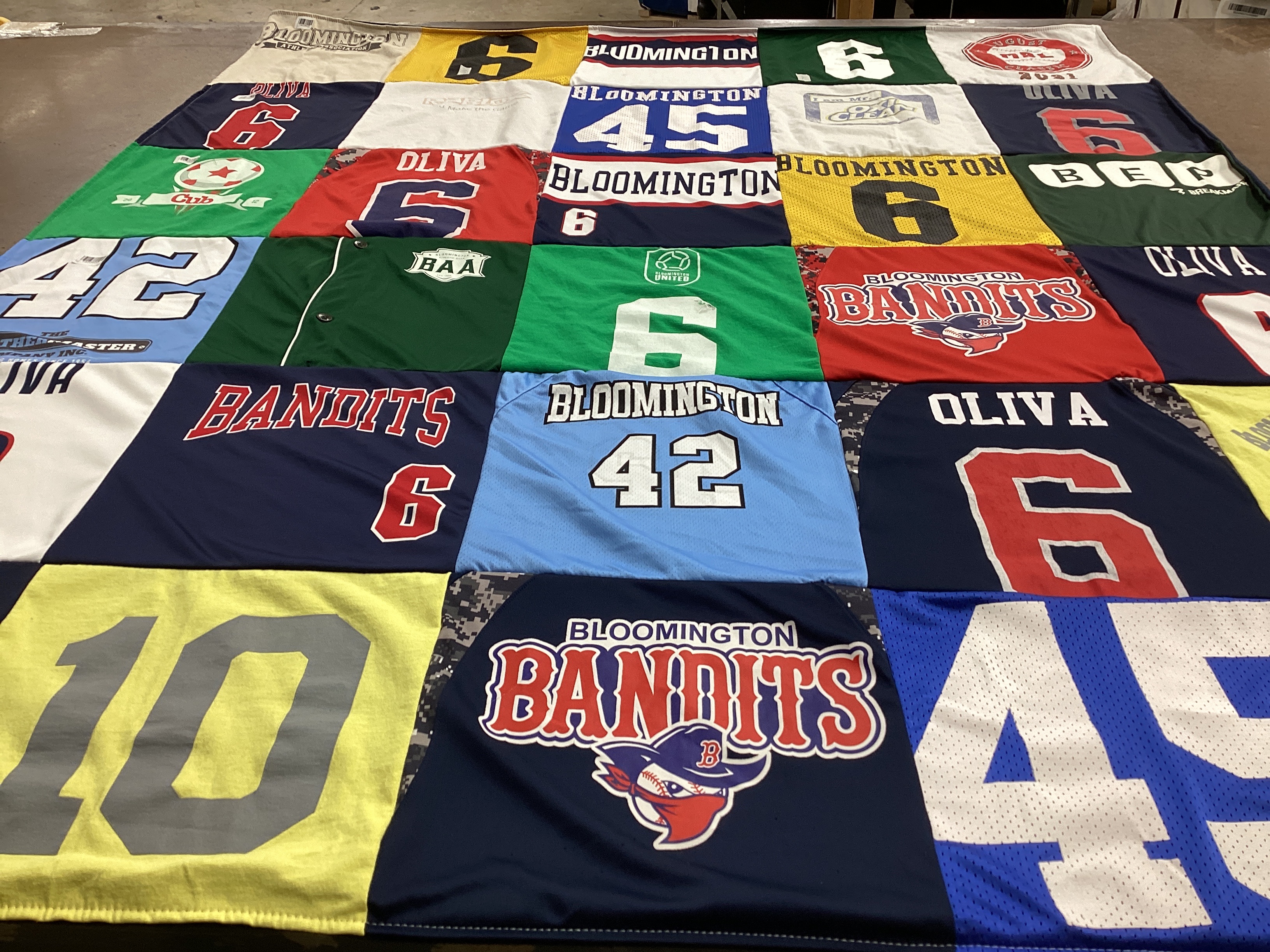 T-shirt quilt featuring bloomington bandits by Jennifer from MN