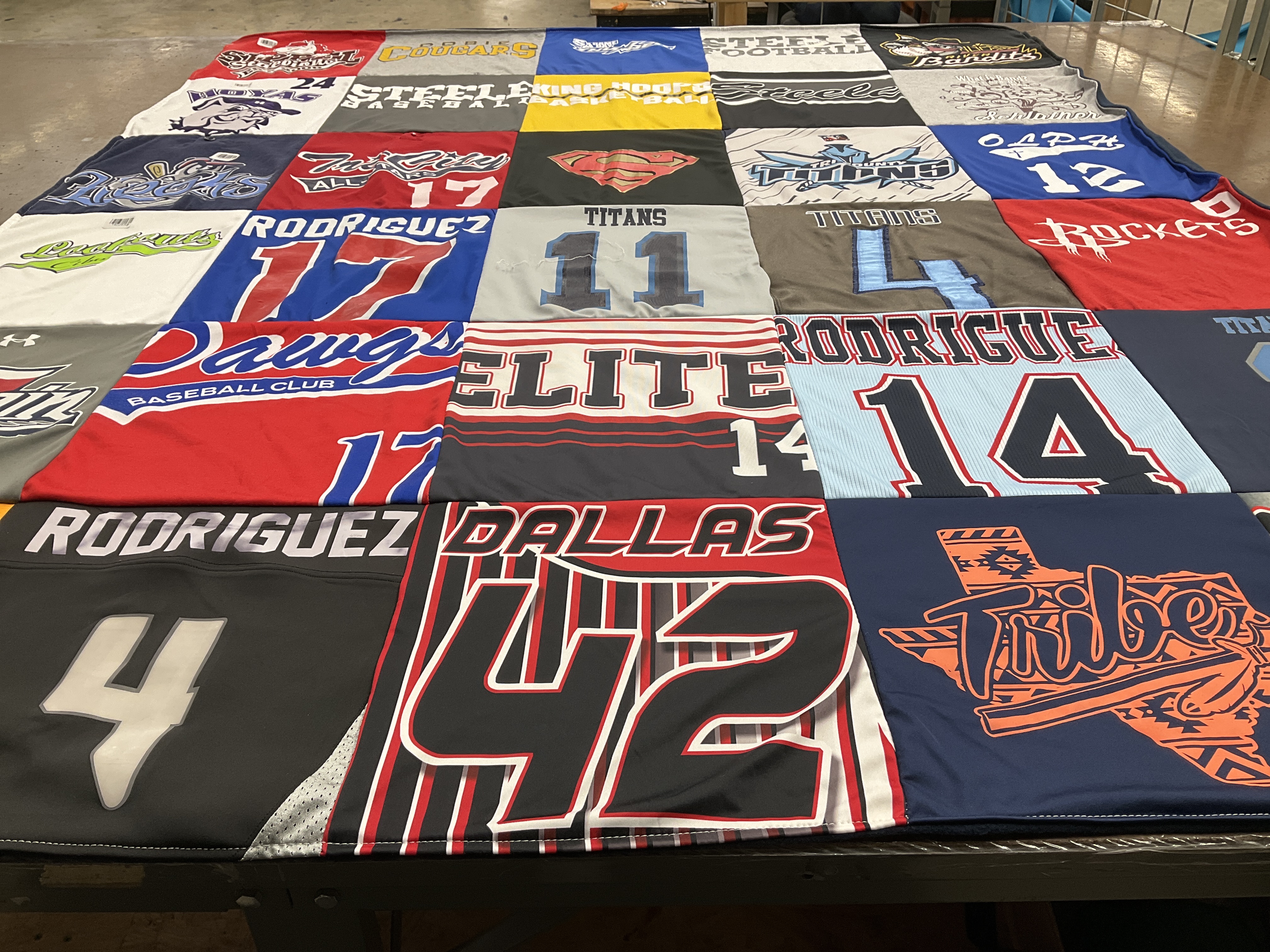 T-shirt quilt with baseball, sports themes by Natania from TX