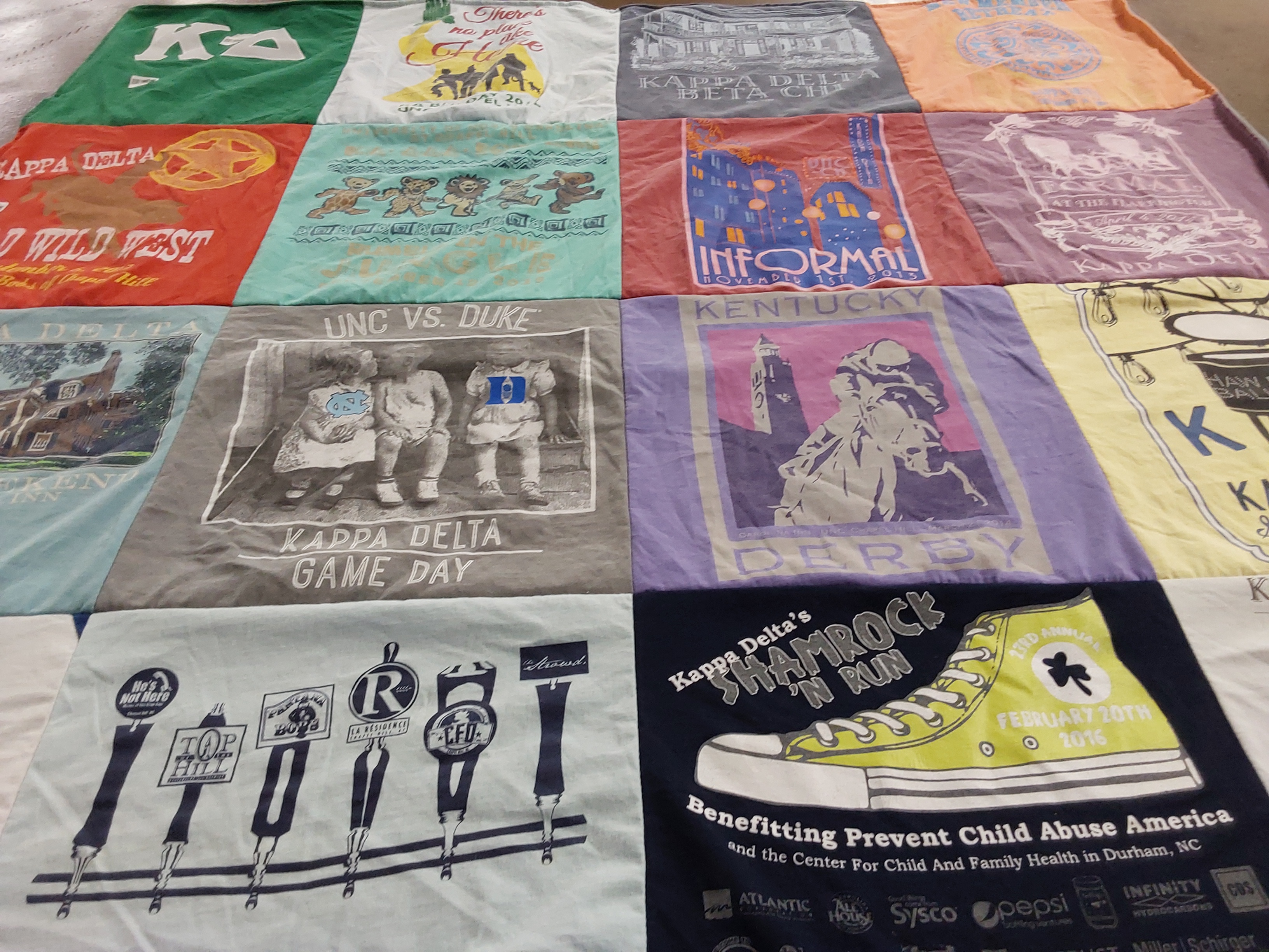T-shirt quilt featuring duke university, university of north carolina by Amanda from NC