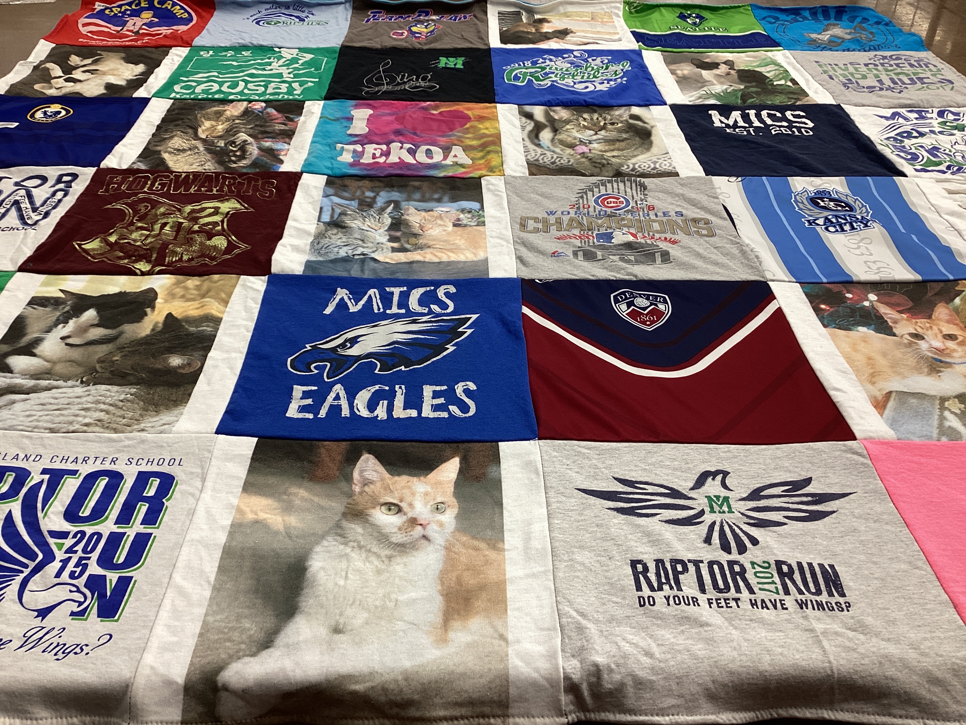 T-shirt quilt featuring eagles, cubs by Laura from NC