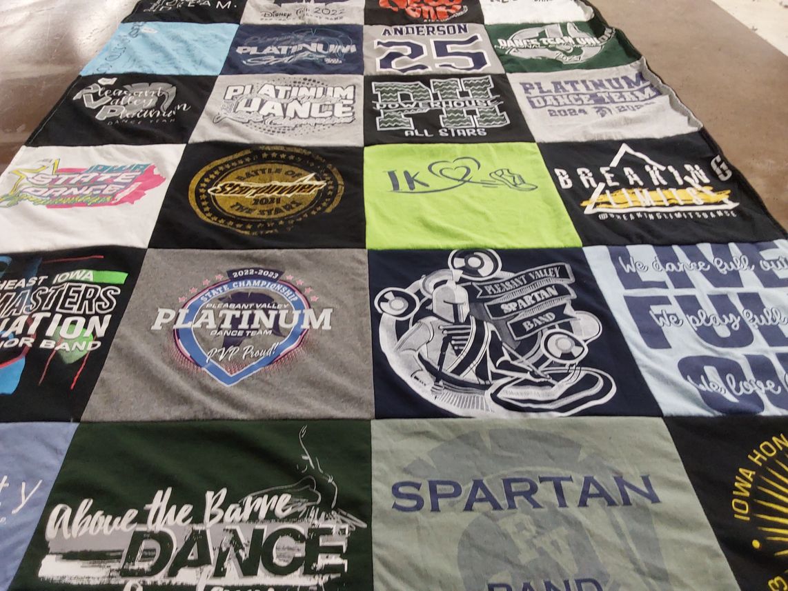 T-shirt quilt featuring pleasant valley dance team by Traci from IA