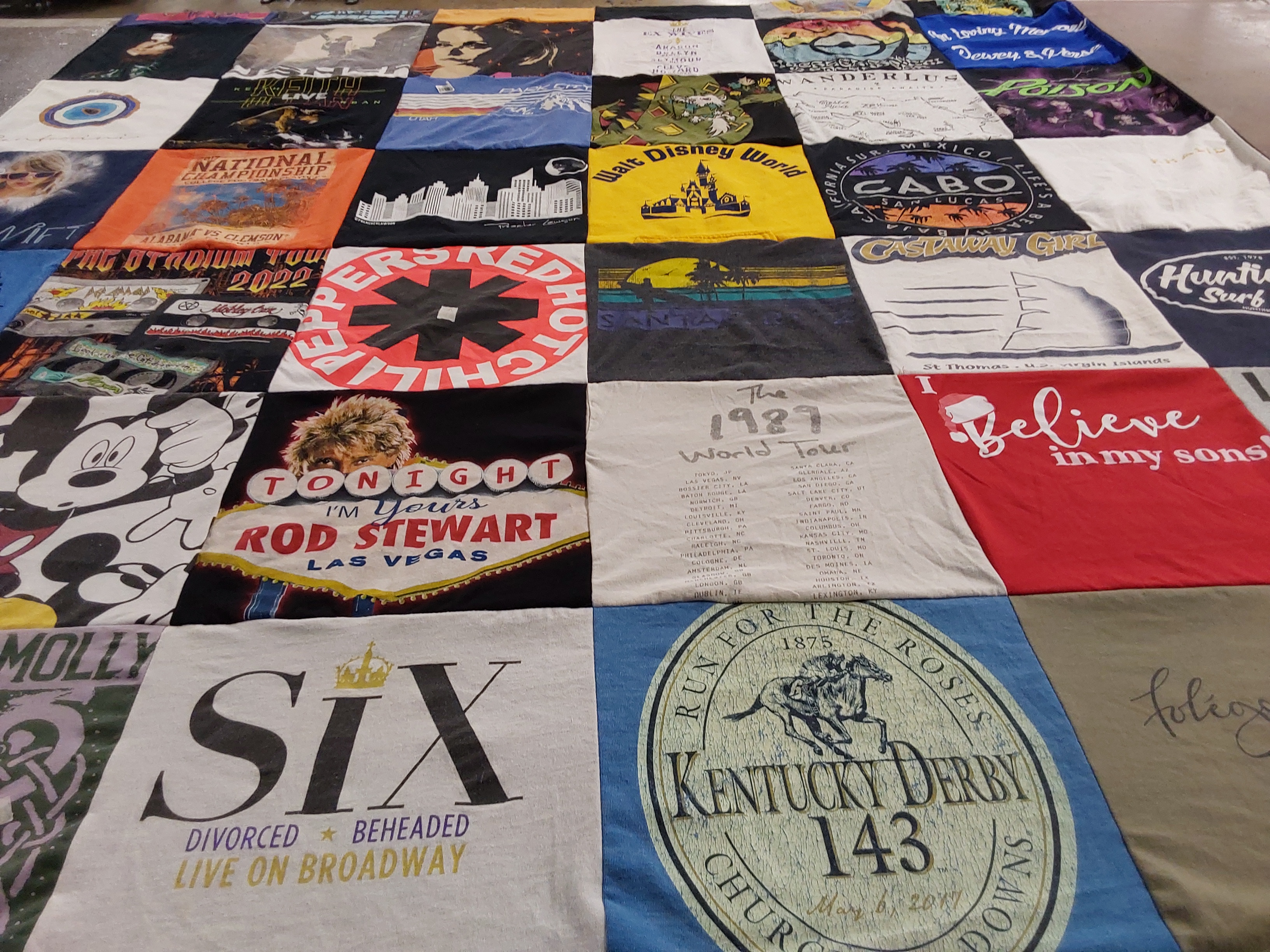 T-shirt quilt with music, theater themes by Joelle from AZ