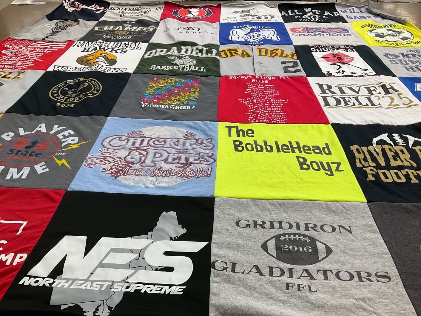 T-shirt quilt featuring river dell football team, river dell hawks by Will from NJ