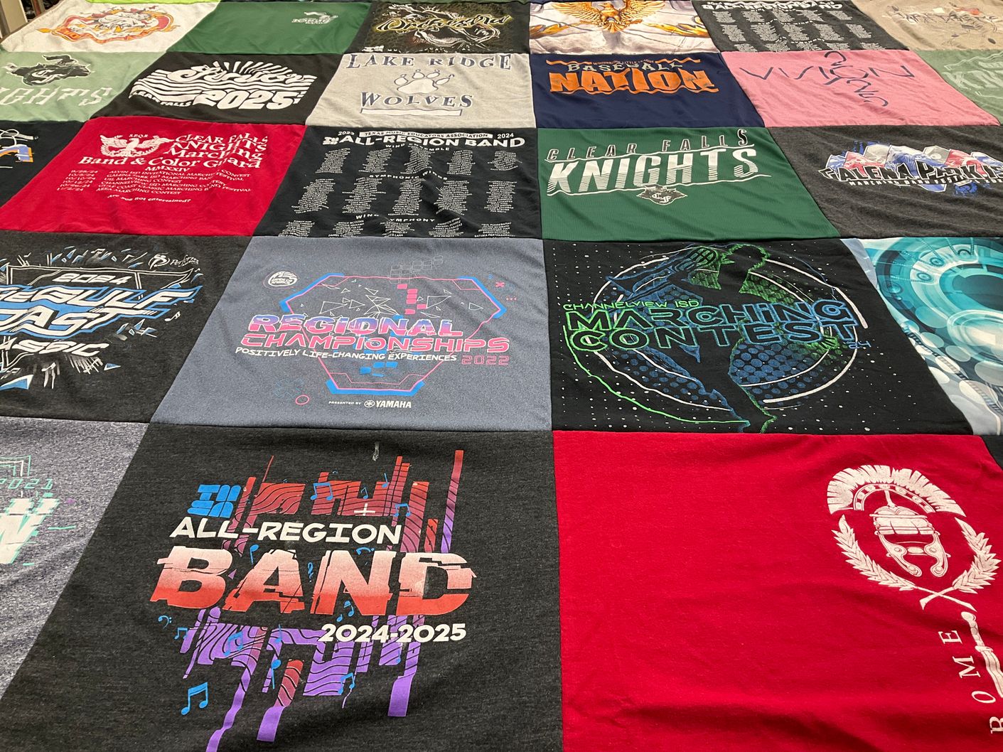 T-shirt quilt from channelview independent school district, clear falls high school by Jennifer from TX