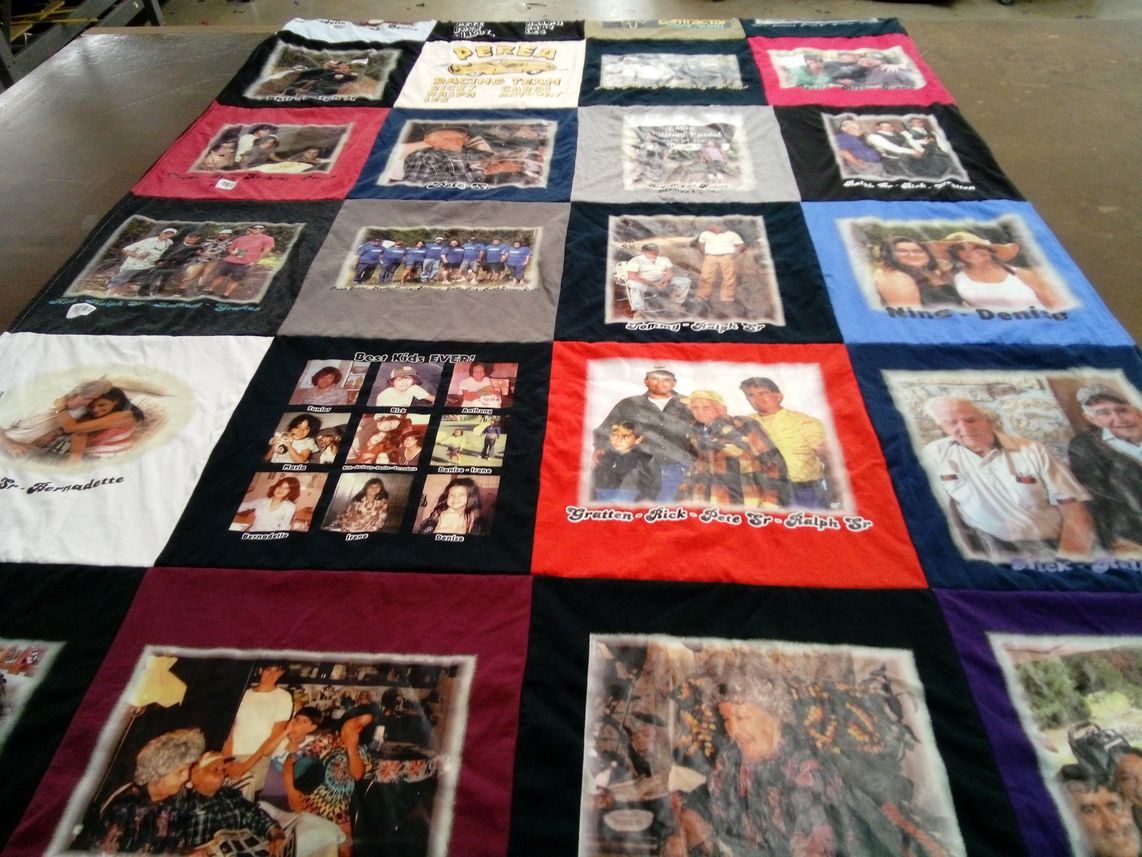 T-shirt quilt with family, photography themes by Maria from UT