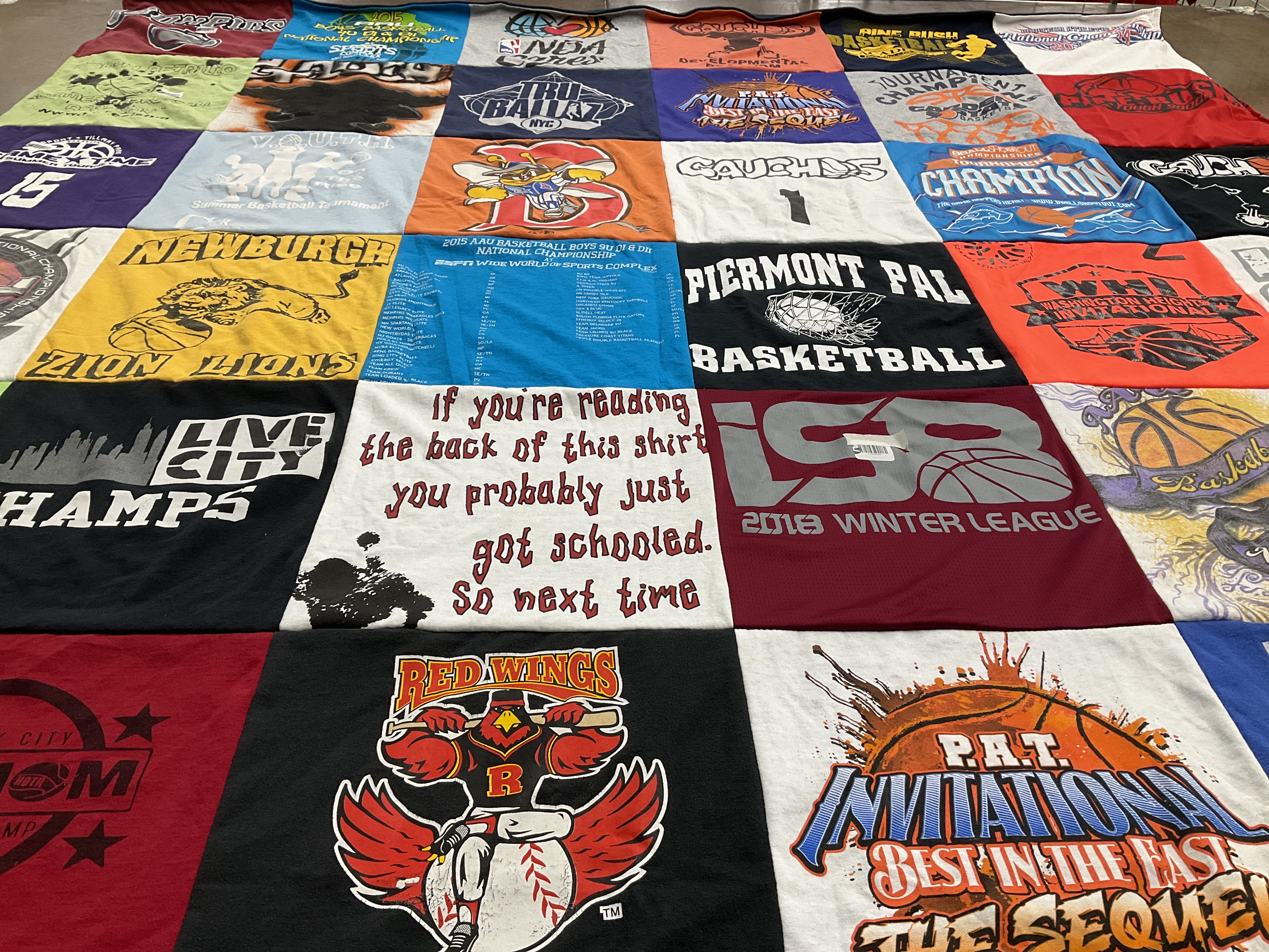 T-shirt quilt featuring redwings by Kimberly from NY