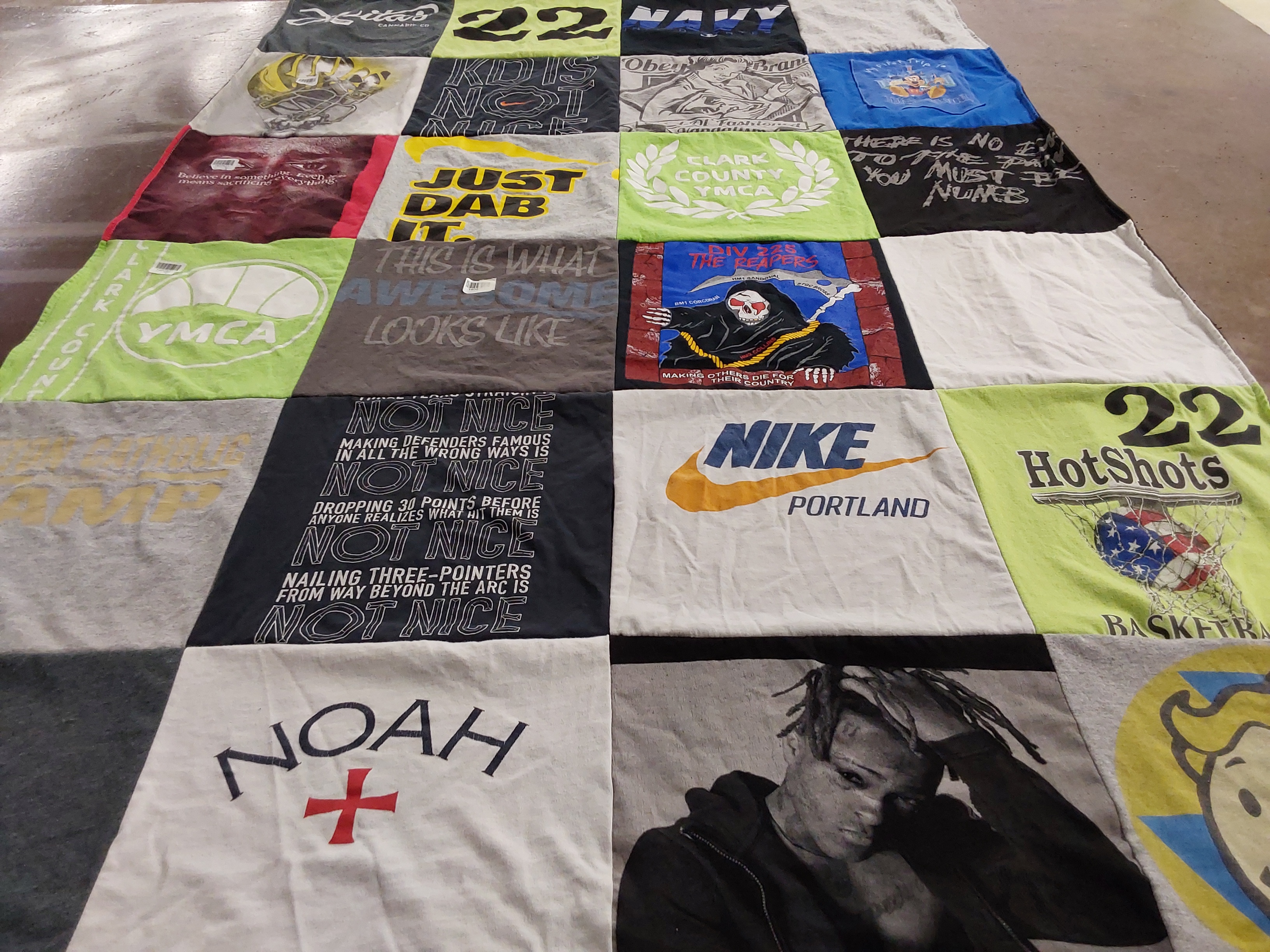 T-shirt quilt featuring hotshots basketball by Lori from WA