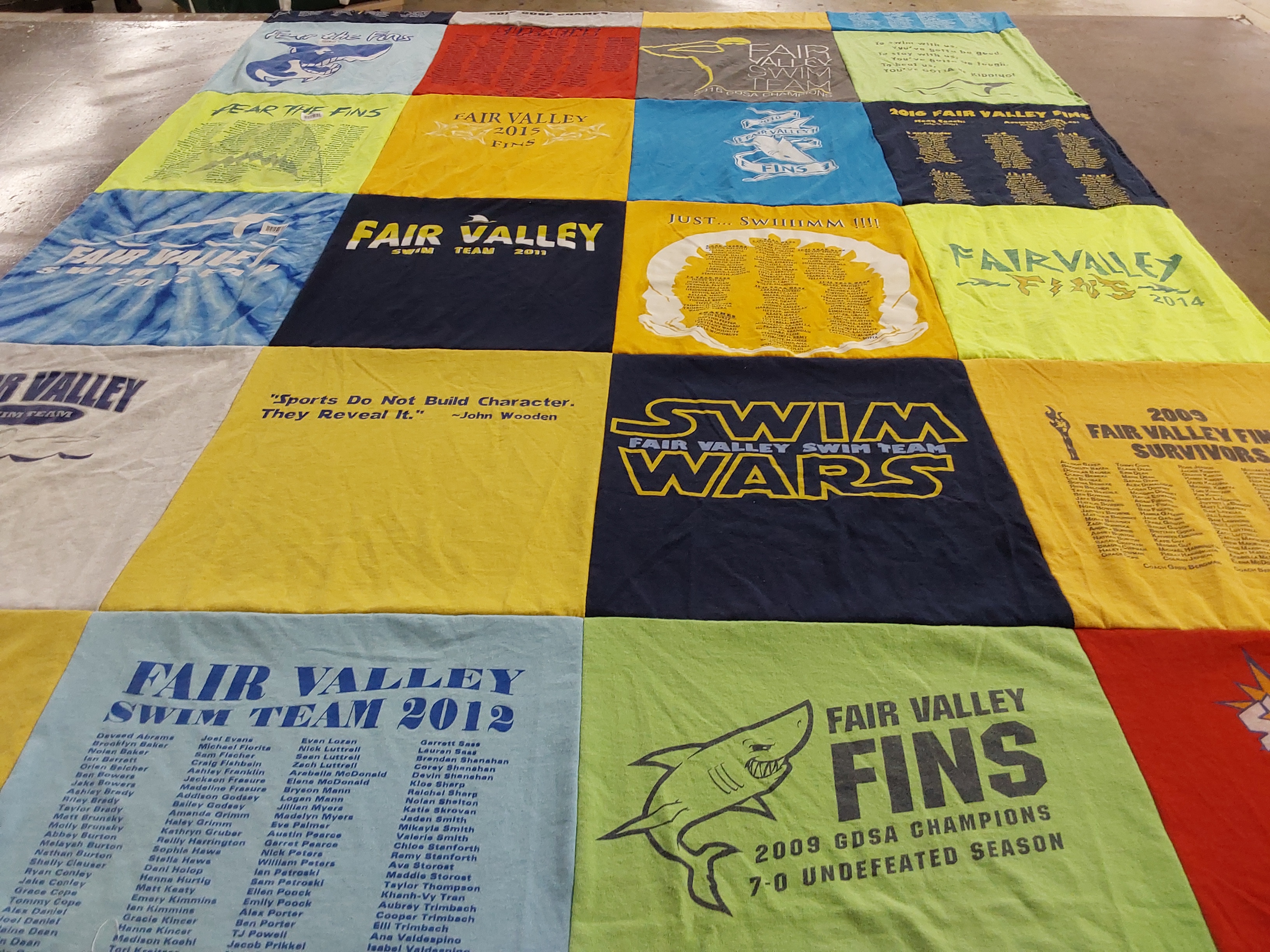 T-shirt quilt featuring fair valley swim team by Michelle from OH