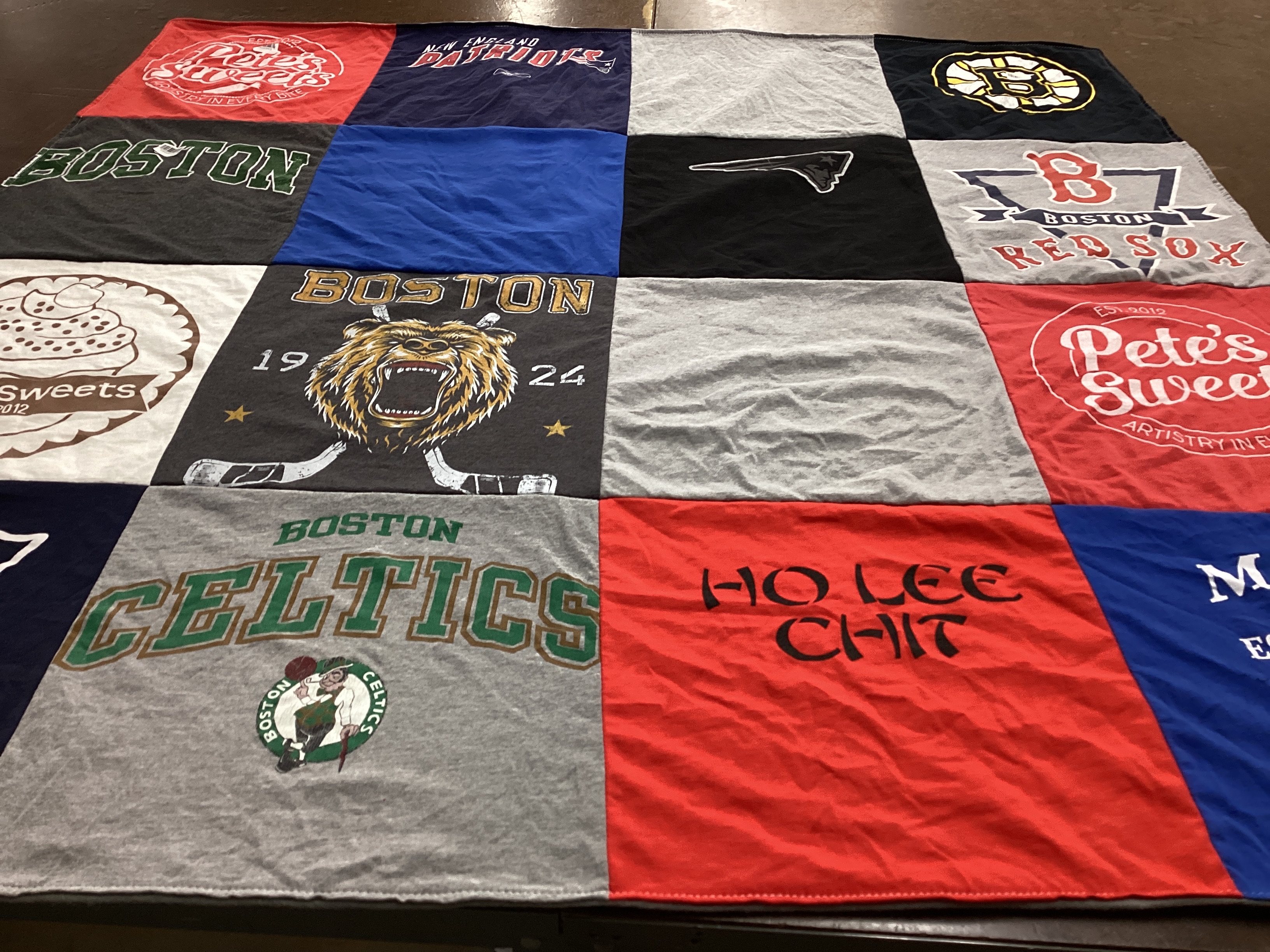 T-shirt quilt featuring boston celtics, boston red sox by Mary from MA
