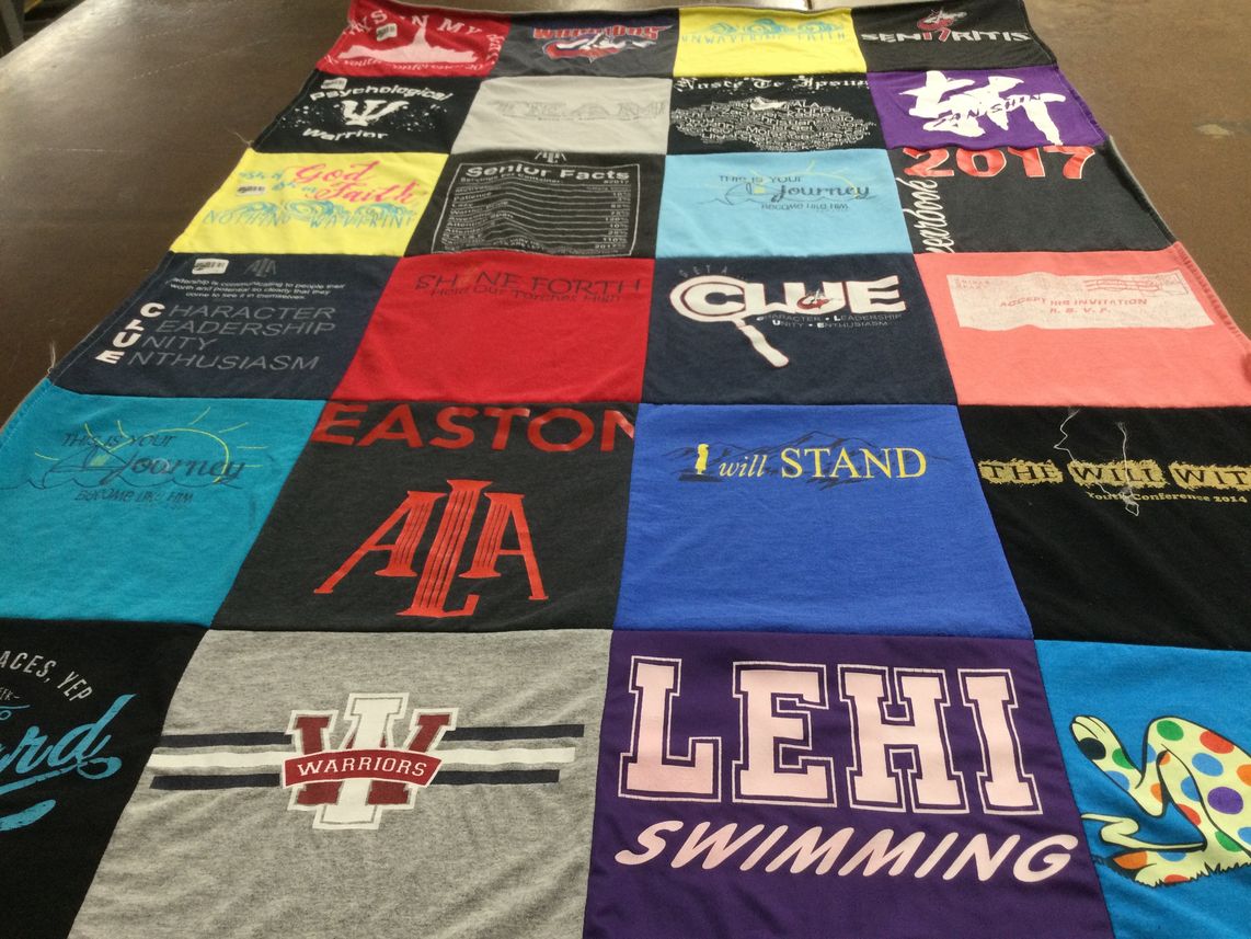 T-shirt quilt featuring warriors by Samantha from UT
