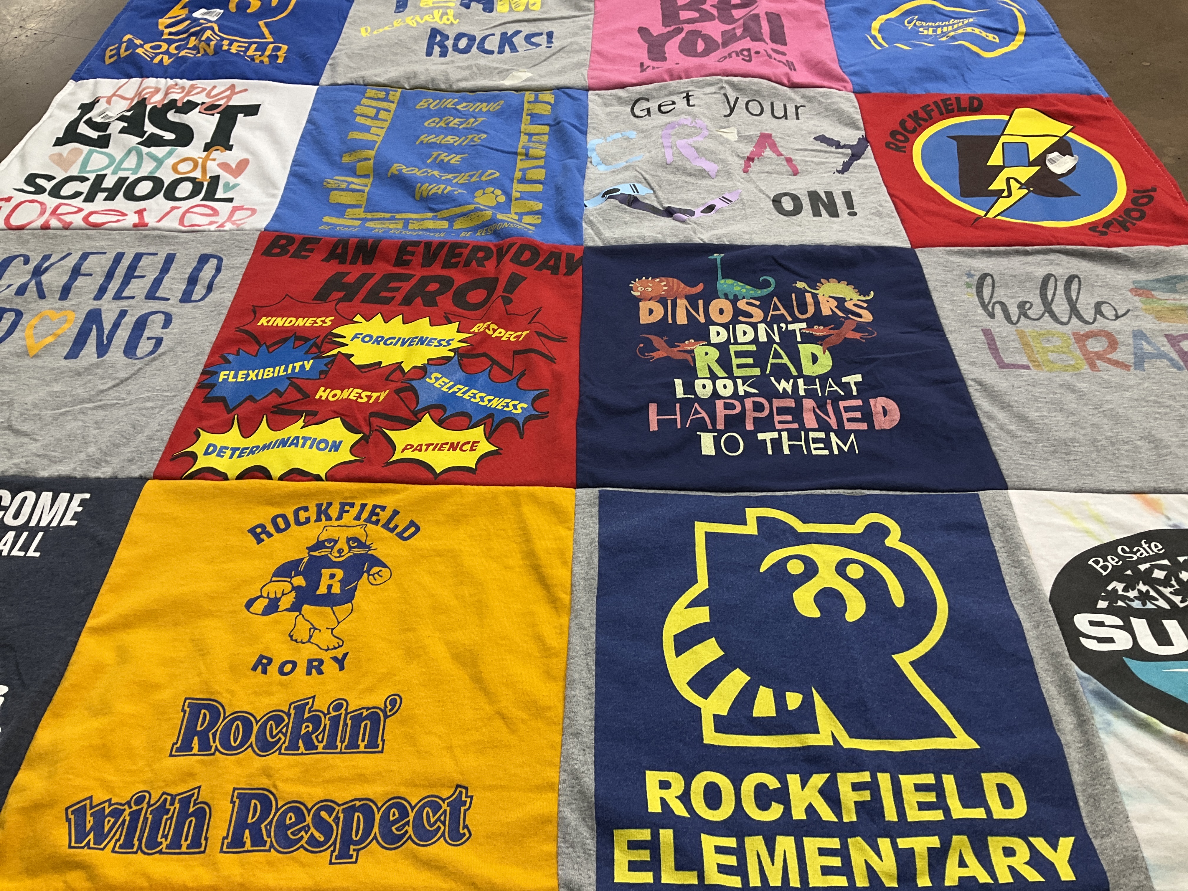 T-shirt quilt from rockfield elementary school by Stephanie from TX