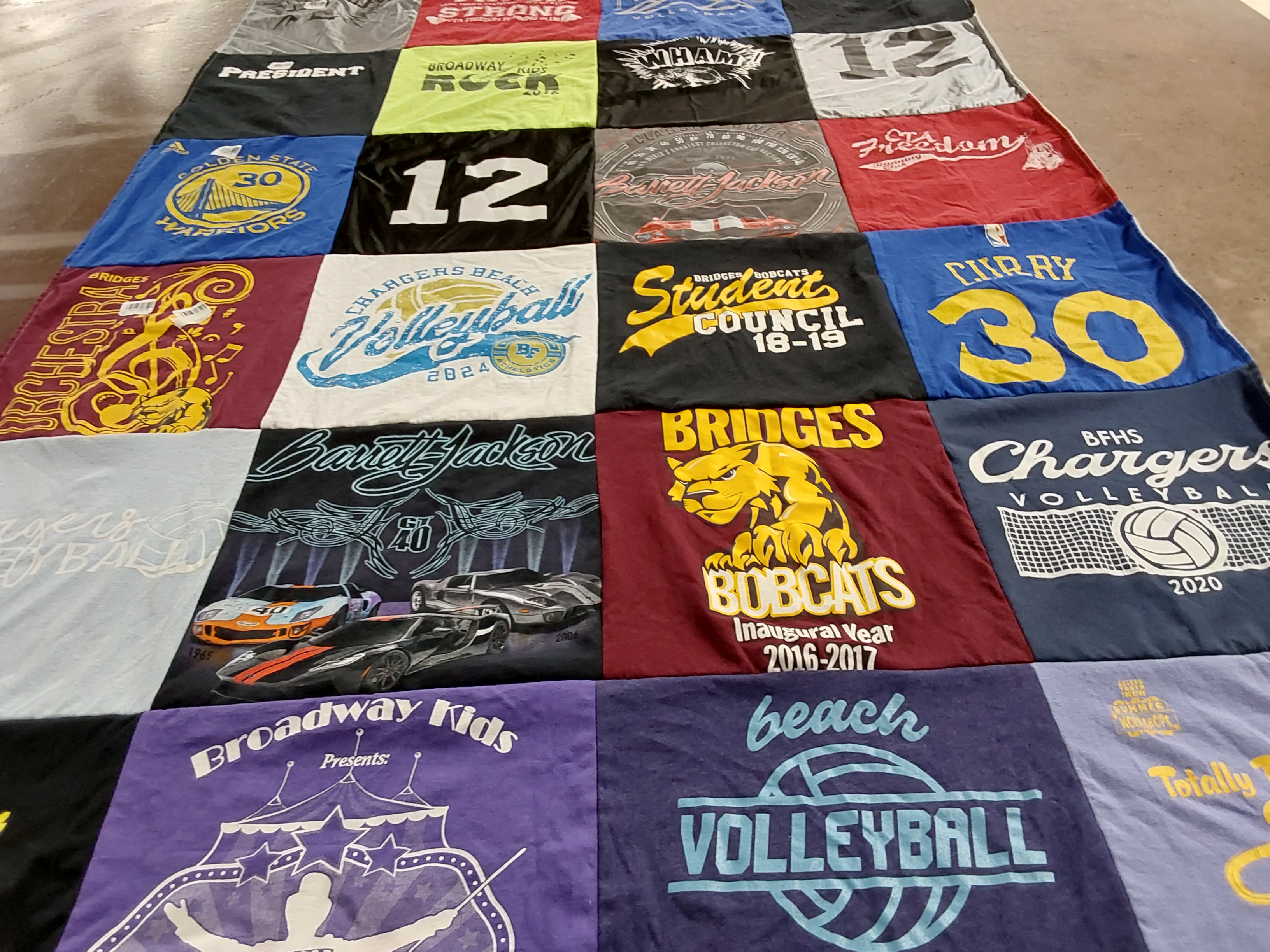 T-shirt quilt featuring bridges bobcats, bfhs chargers by Taya from AZ