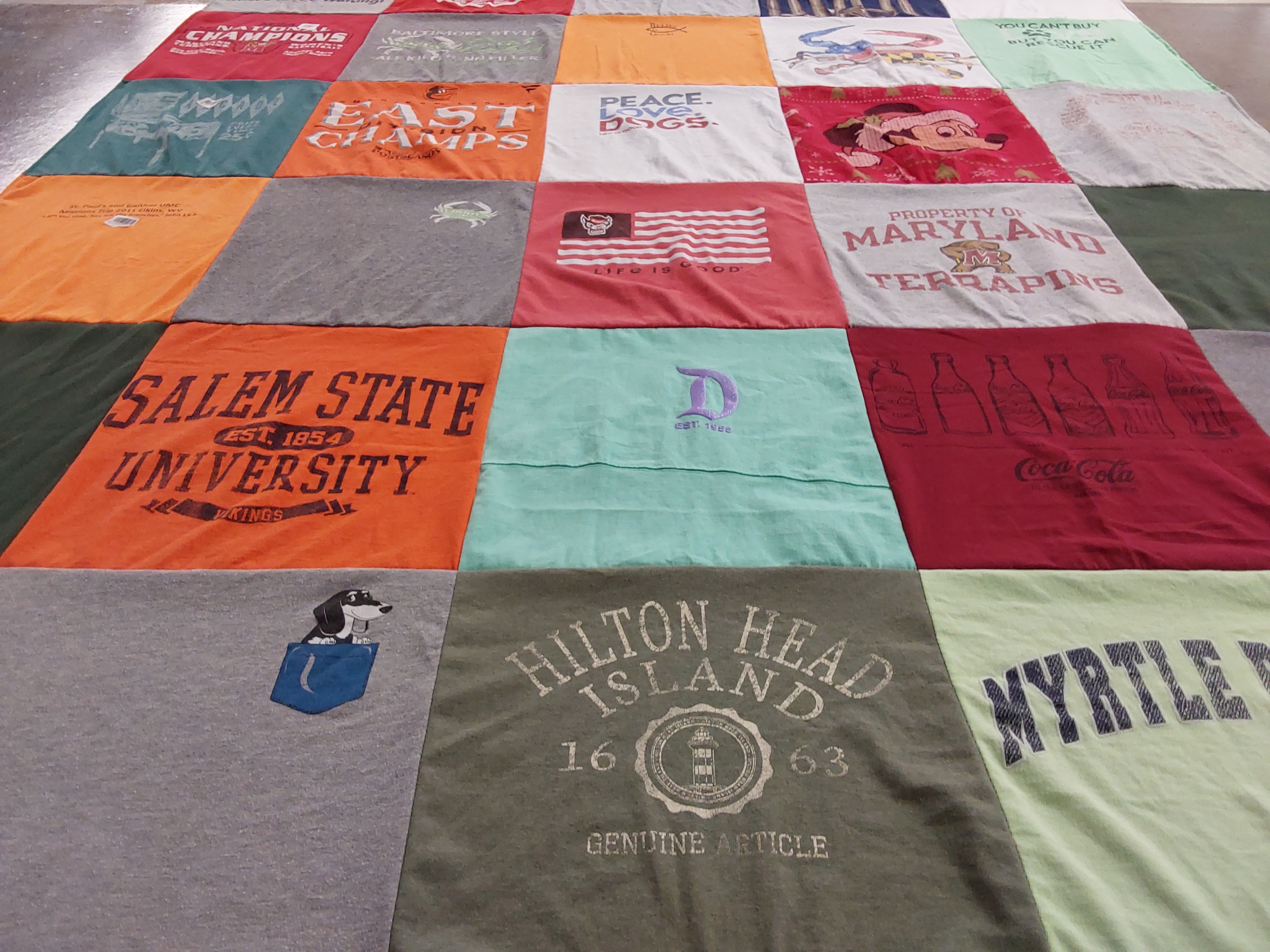 T-shirt quilt from salem state university by Lori from NC
