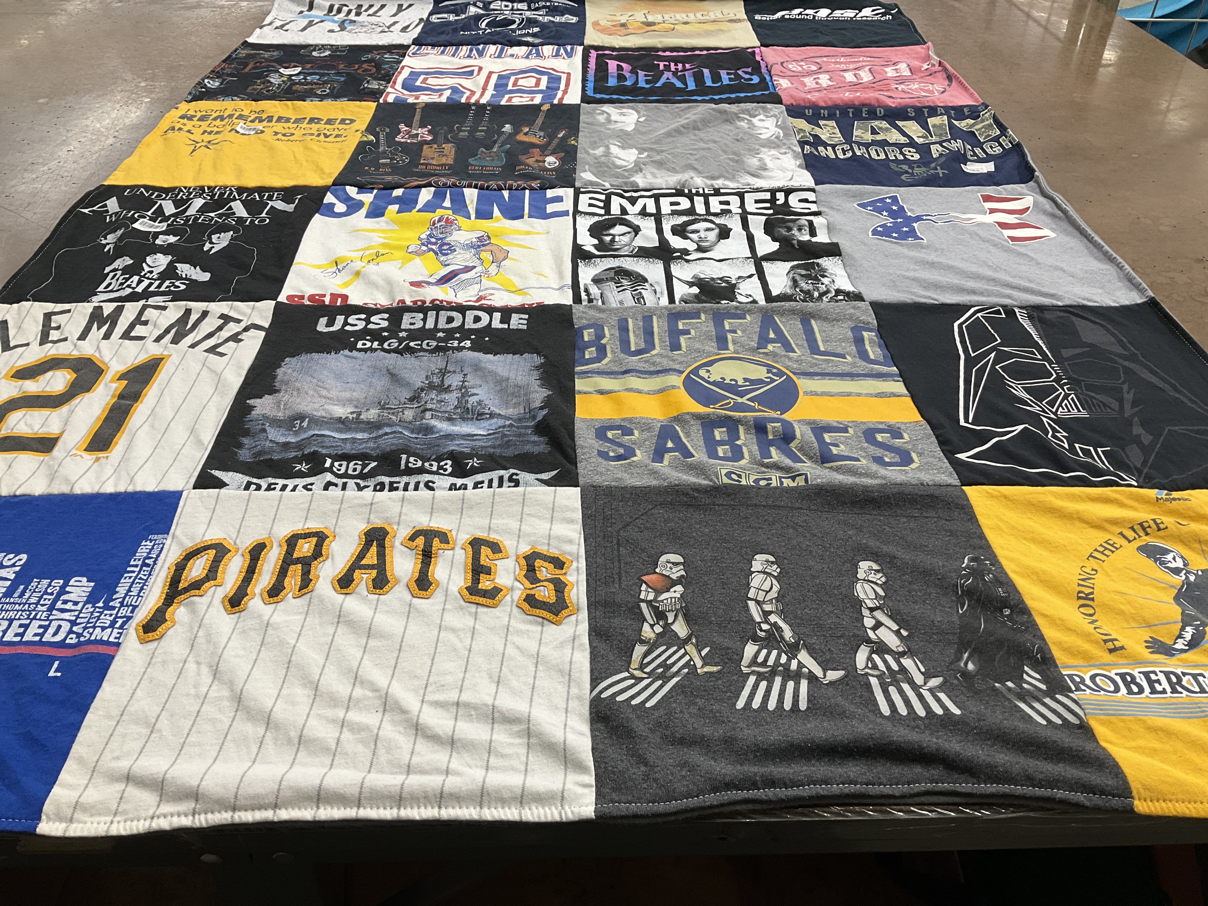 T-shirt quilt featuring buffalo sabres, pittsburgh pirates by Debra from NY