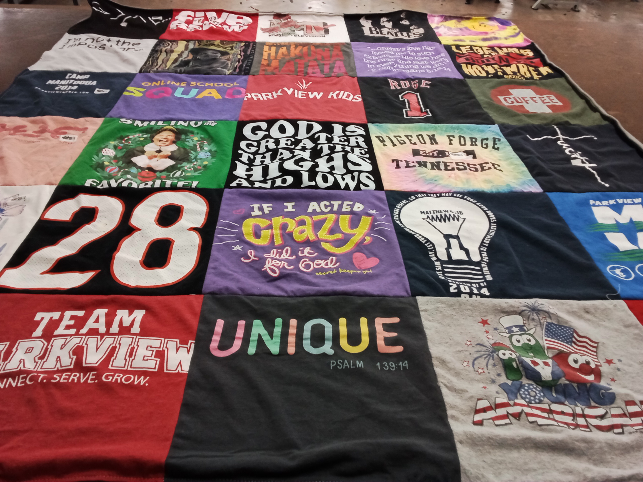T-shirt quilt from parkview university by Bonnie from IN