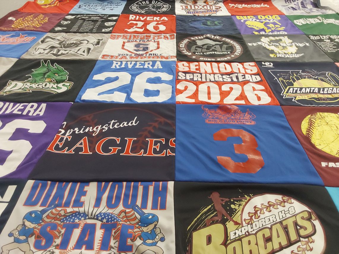 T-shirt quilt featuring springstead high school eagles, rivera high school dragons by Lynn from FL