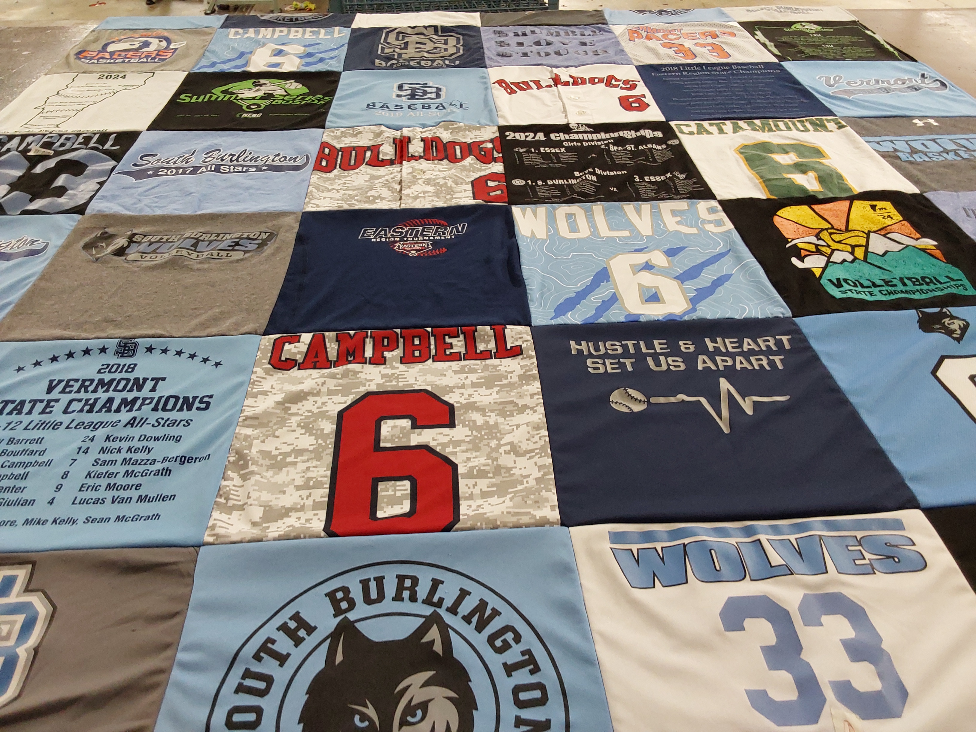 T-shirt quilt featuring eastern teams, bulldogs by KARA from NY