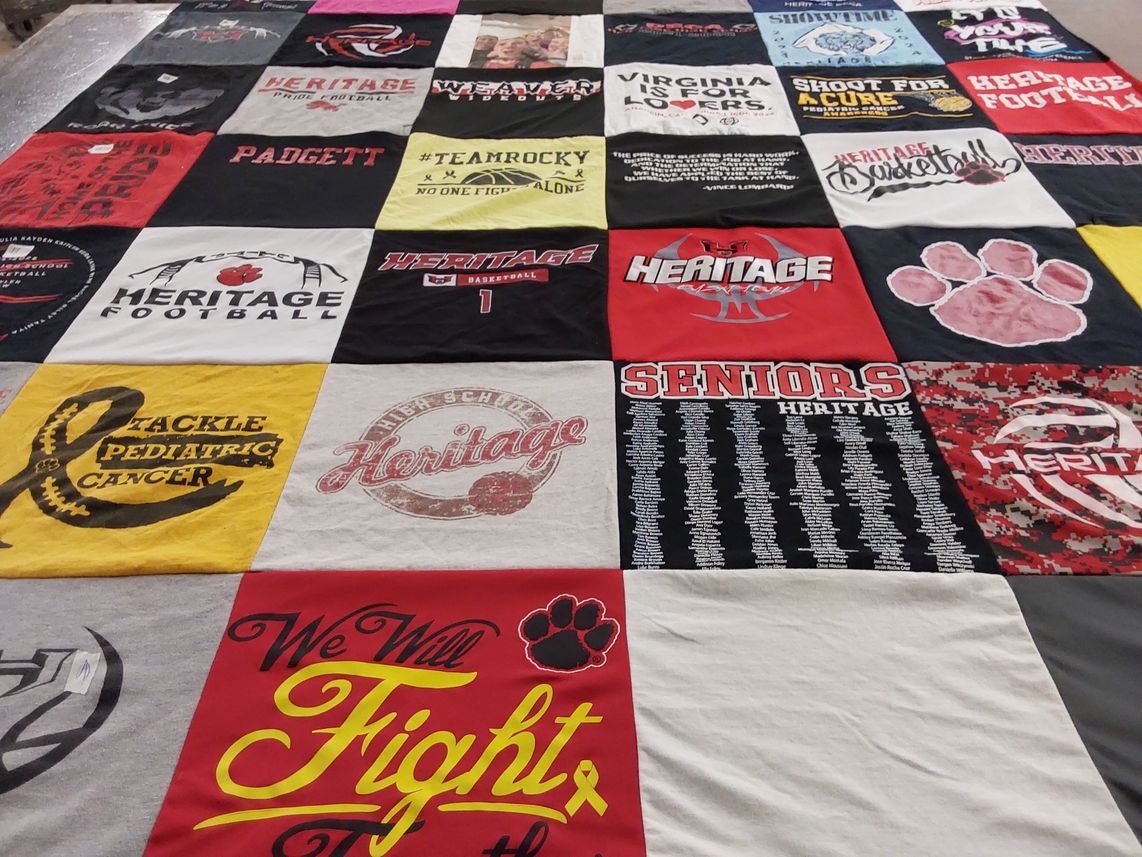 T-shirt quilt featuring heritage football, heritage basketball by Heidi from VA