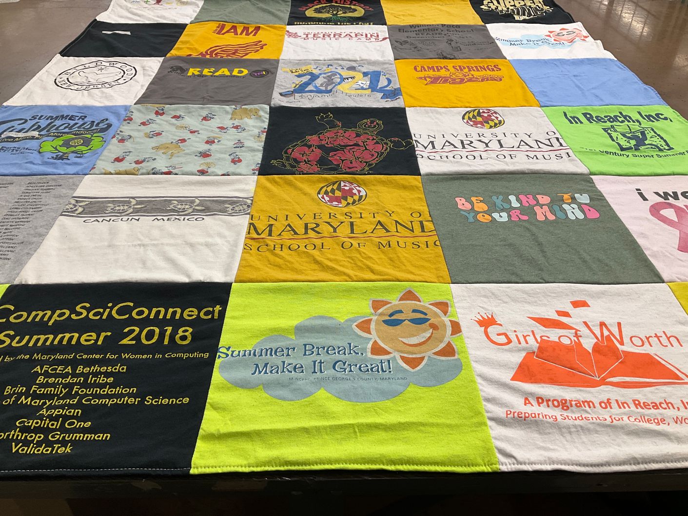 T-shirt quilt from university of maryland school of music by Melissa from MD