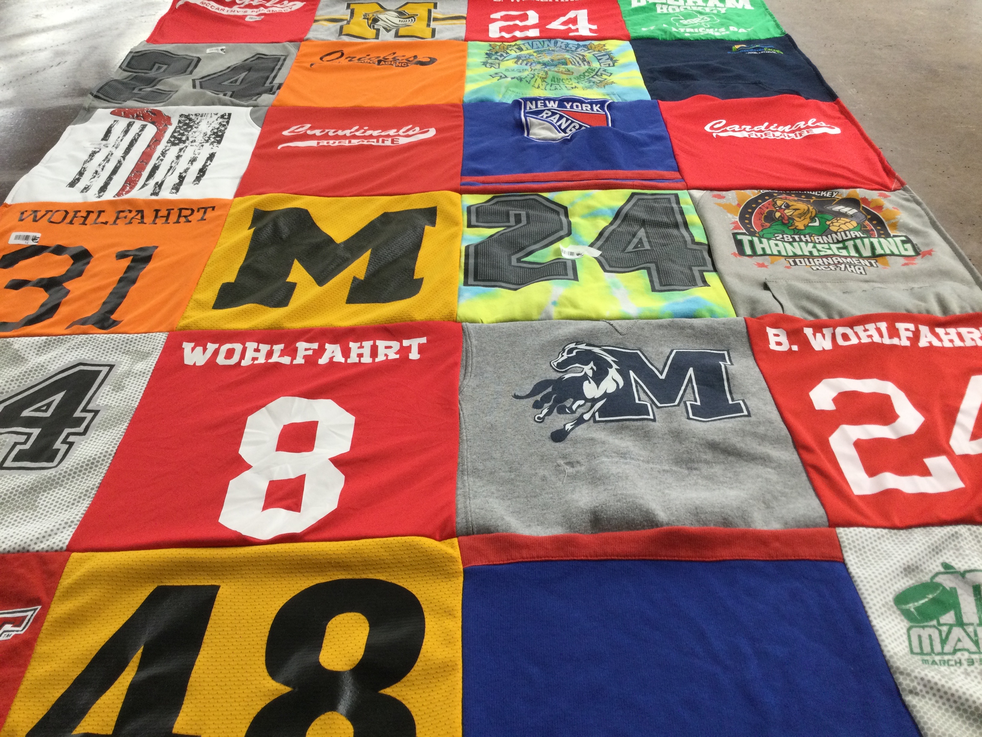 T-shirt quilt featuring new york pan, cardinals by Katie from NY