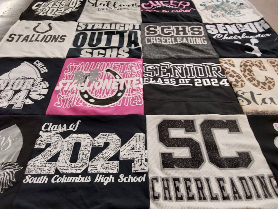 T-shirt quilt featuring south columbus high school cheerleading by Lisa from NC