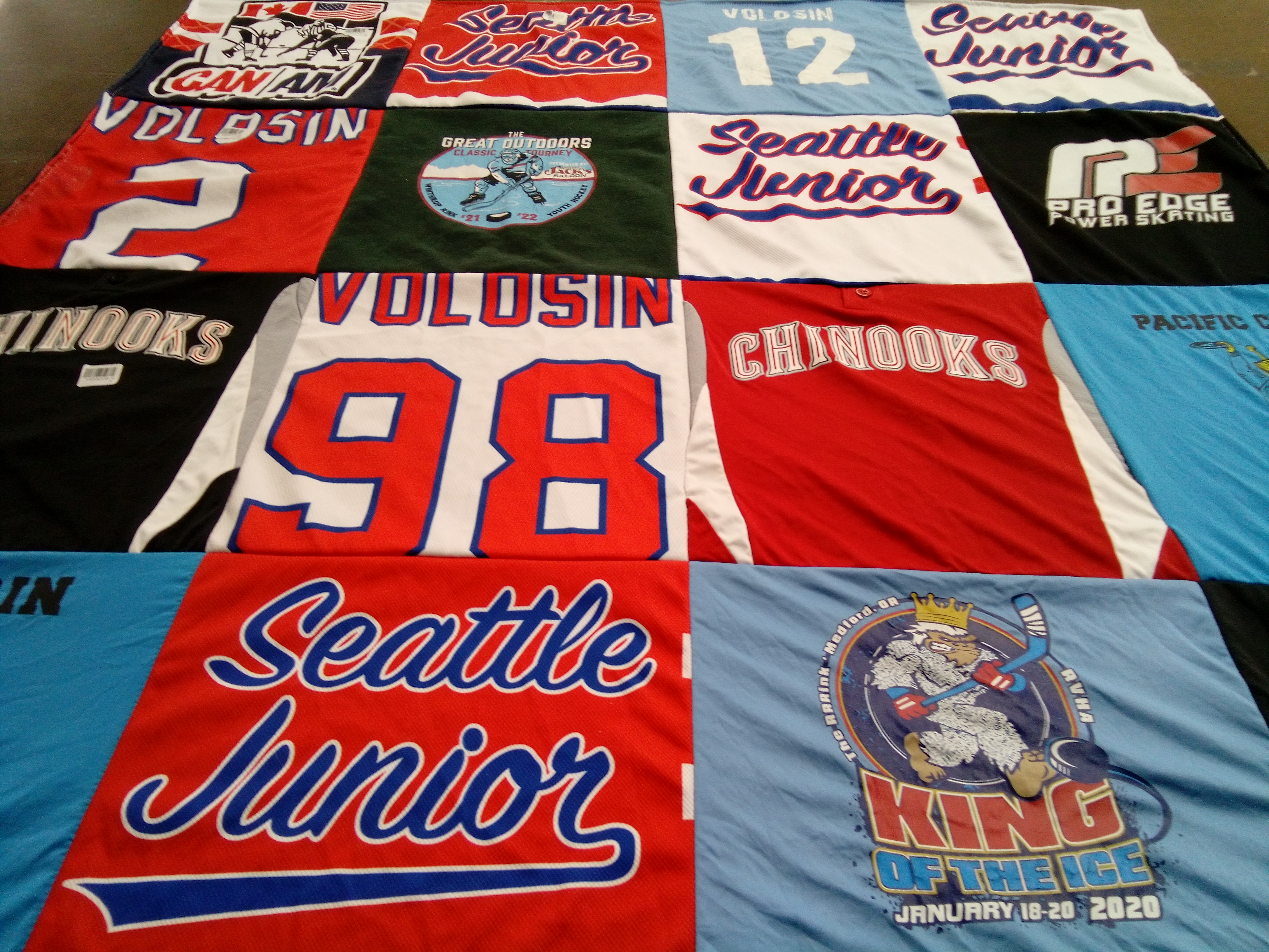 T-shirt quilt featuring chinooks, seattle junior by Tiffany from WA
