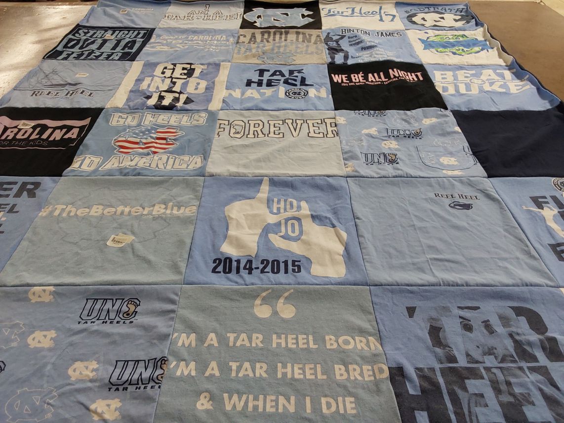 T-shirt quilt featuring unc tar heels by Carly from NC